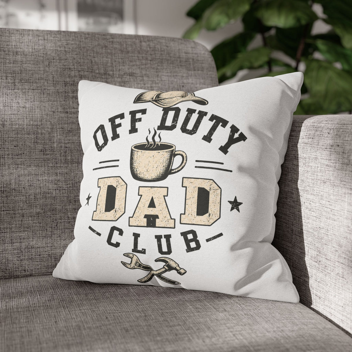 Throw Pillowcase — "Off Duty Dad Club" Decorative Pillowcase Milo Bailey Dog Dad Mom