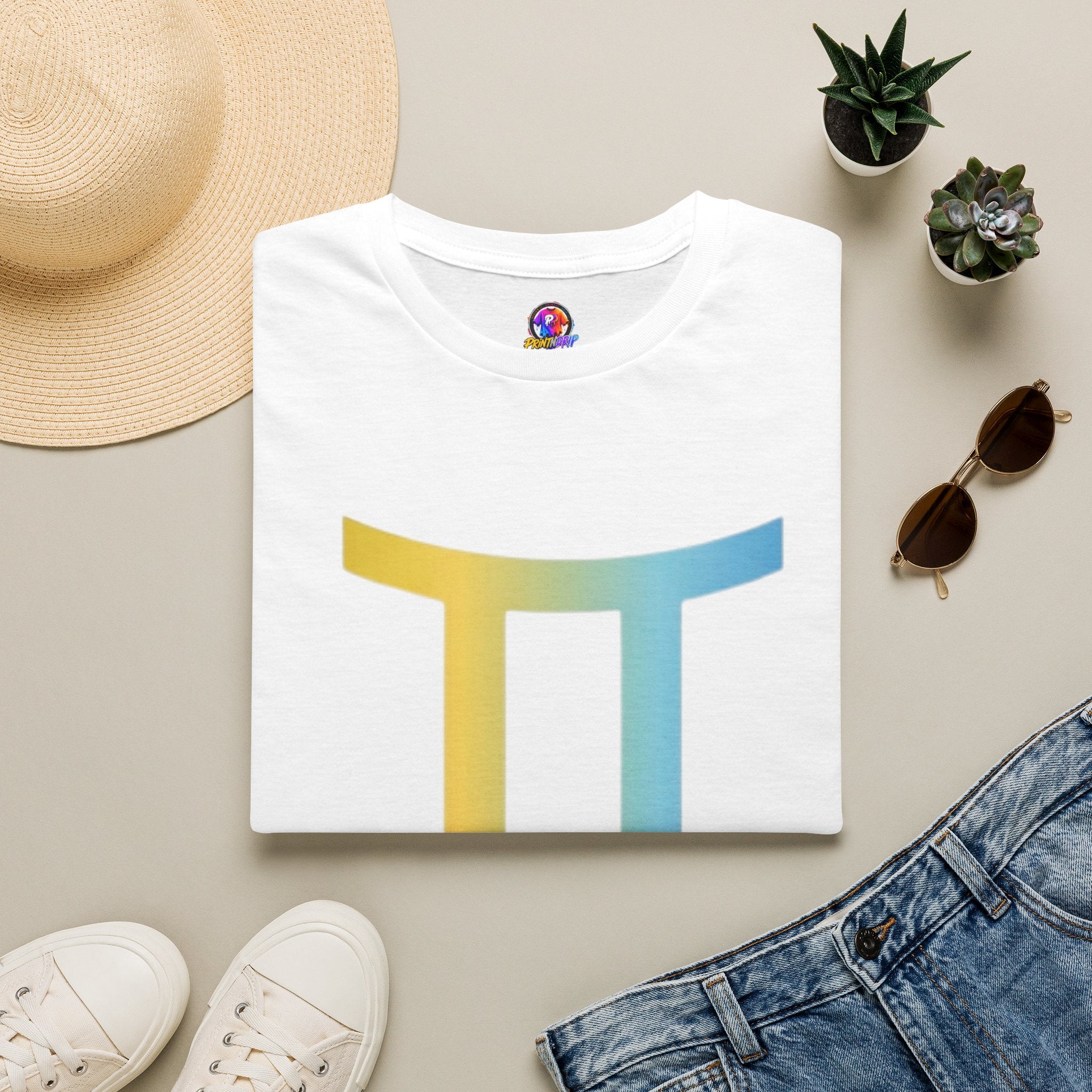 Gemini Drip Zodiac T-Shirt — Rainbow Gemini Symbol Tee