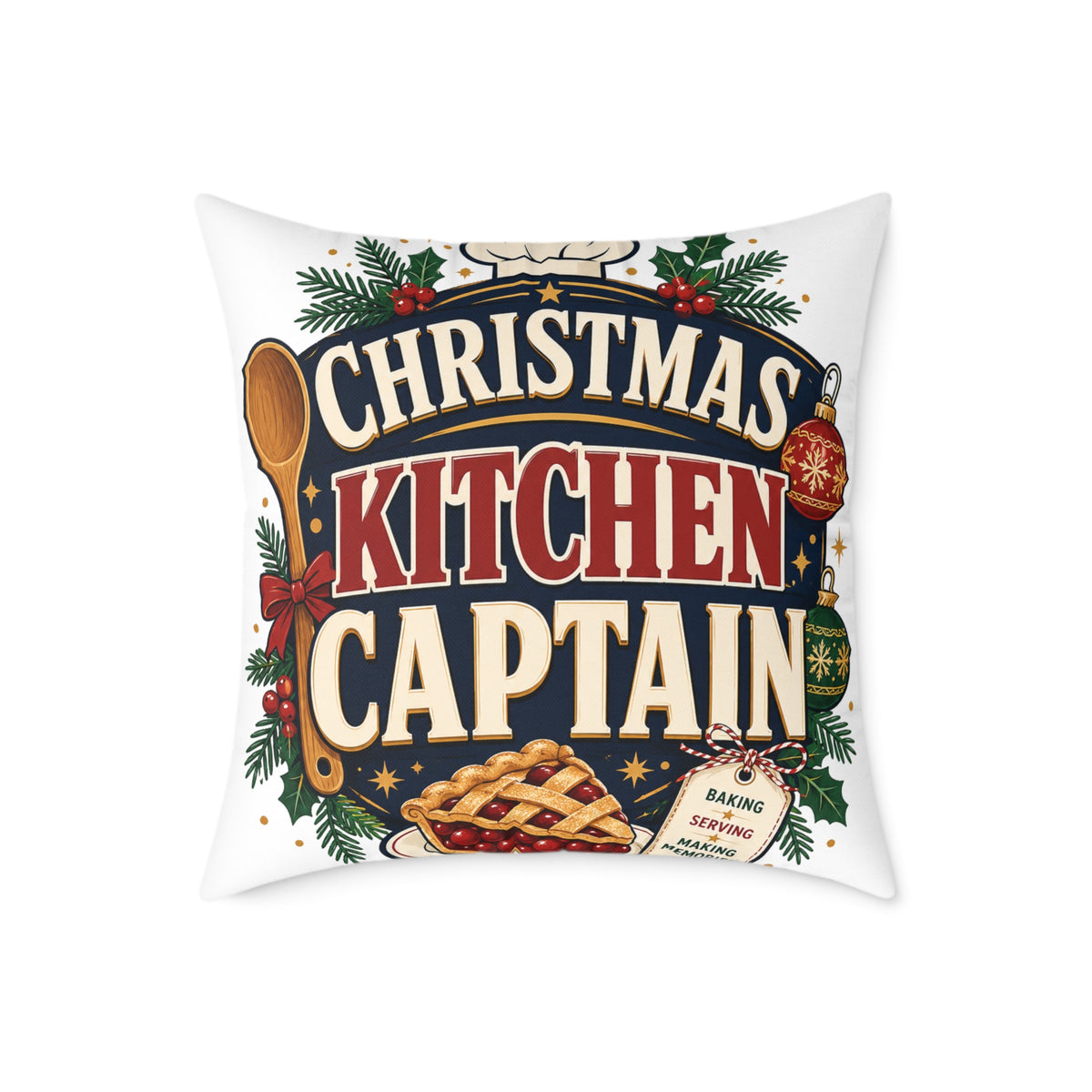 Christmas Kitchen Captain Modern Day Christmas Square Poly Canvas Pillow