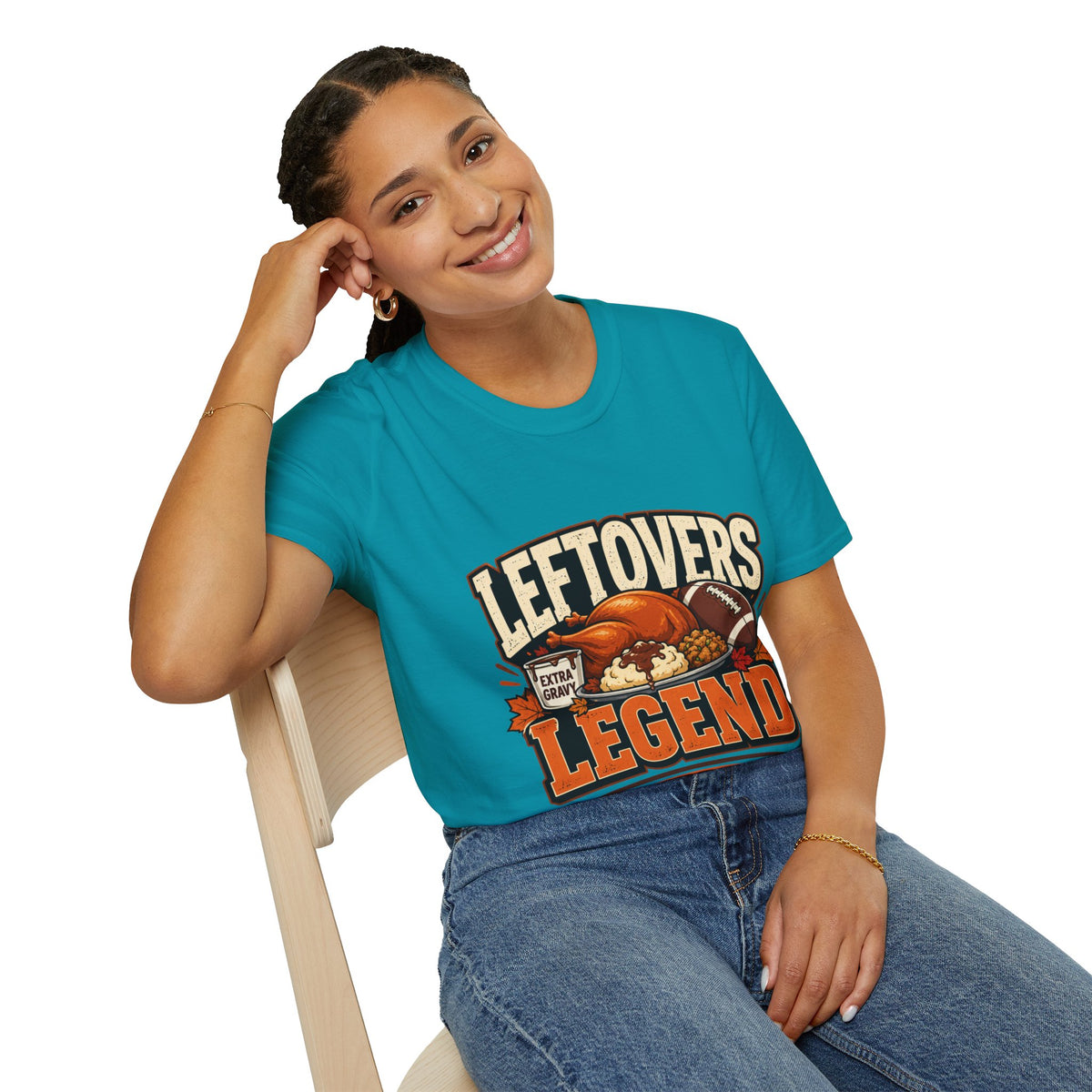 Thanksgiving T-Shirt Leftovers Legend T-Shirt — Thanksgiving Football Turkey Graphic Tee