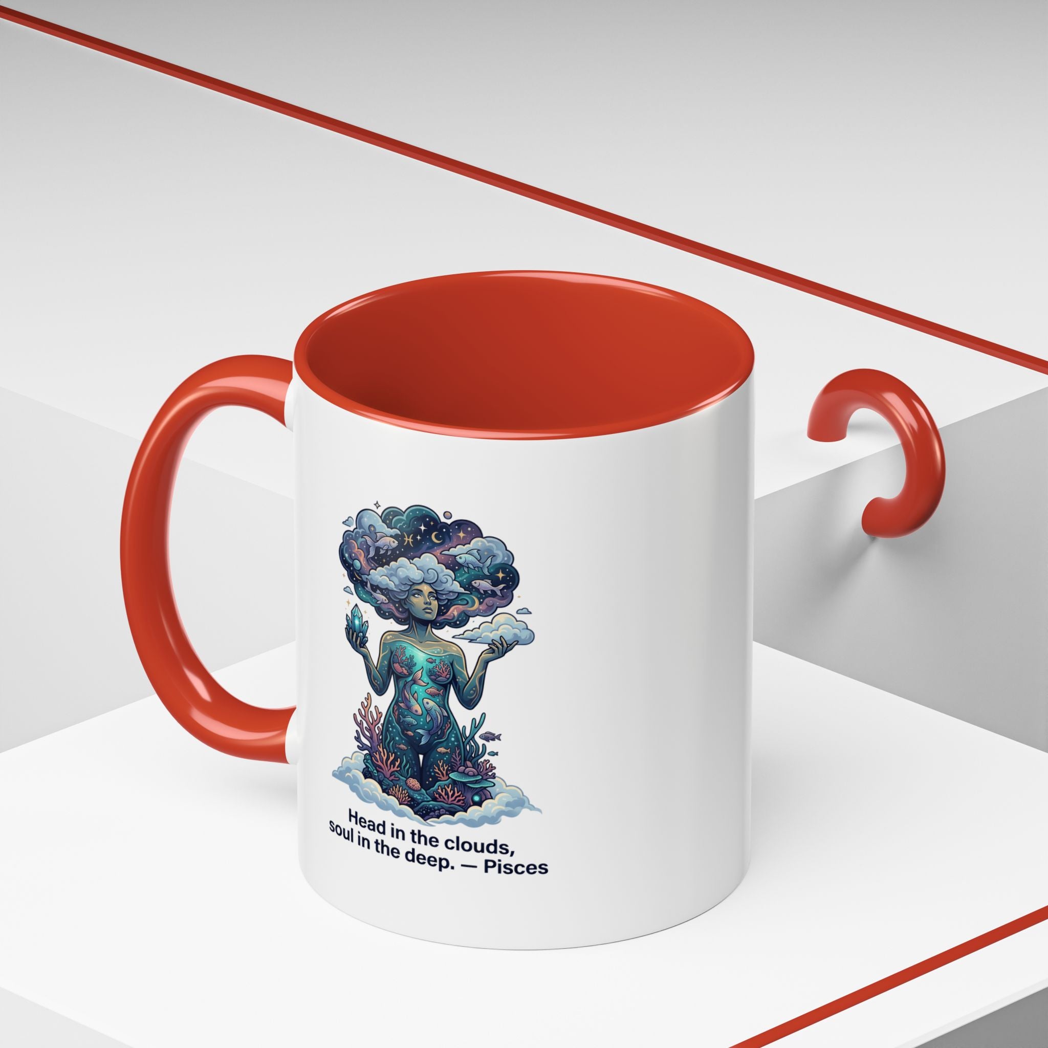 Pisces Coffee Mug — "Head in the clouds, soul in the deep" Accent Mug