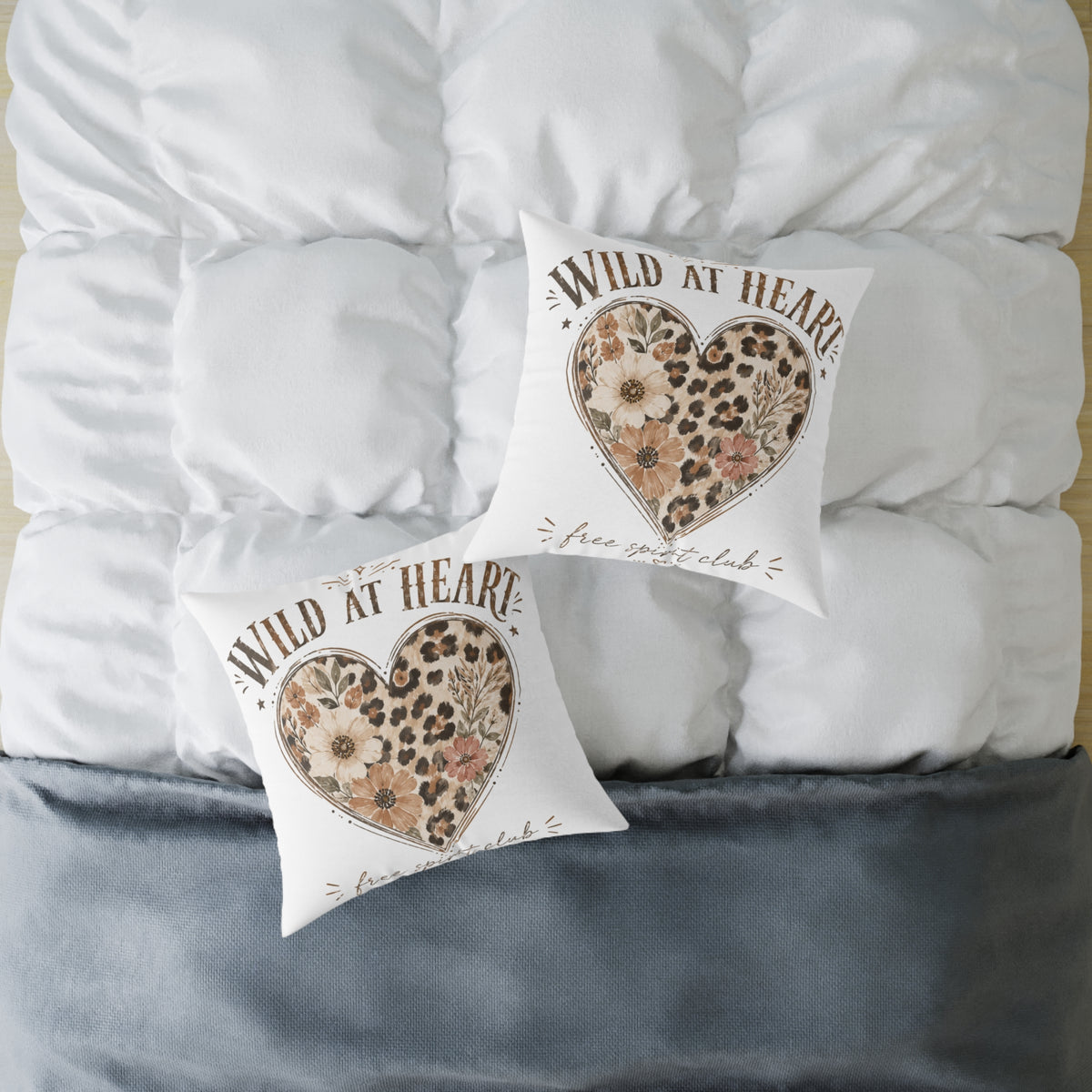Wild at Heart Floral Leopard Heart Pillow  Milo Bailey Dog Dad Mom- Decorative Square Throw Pillow