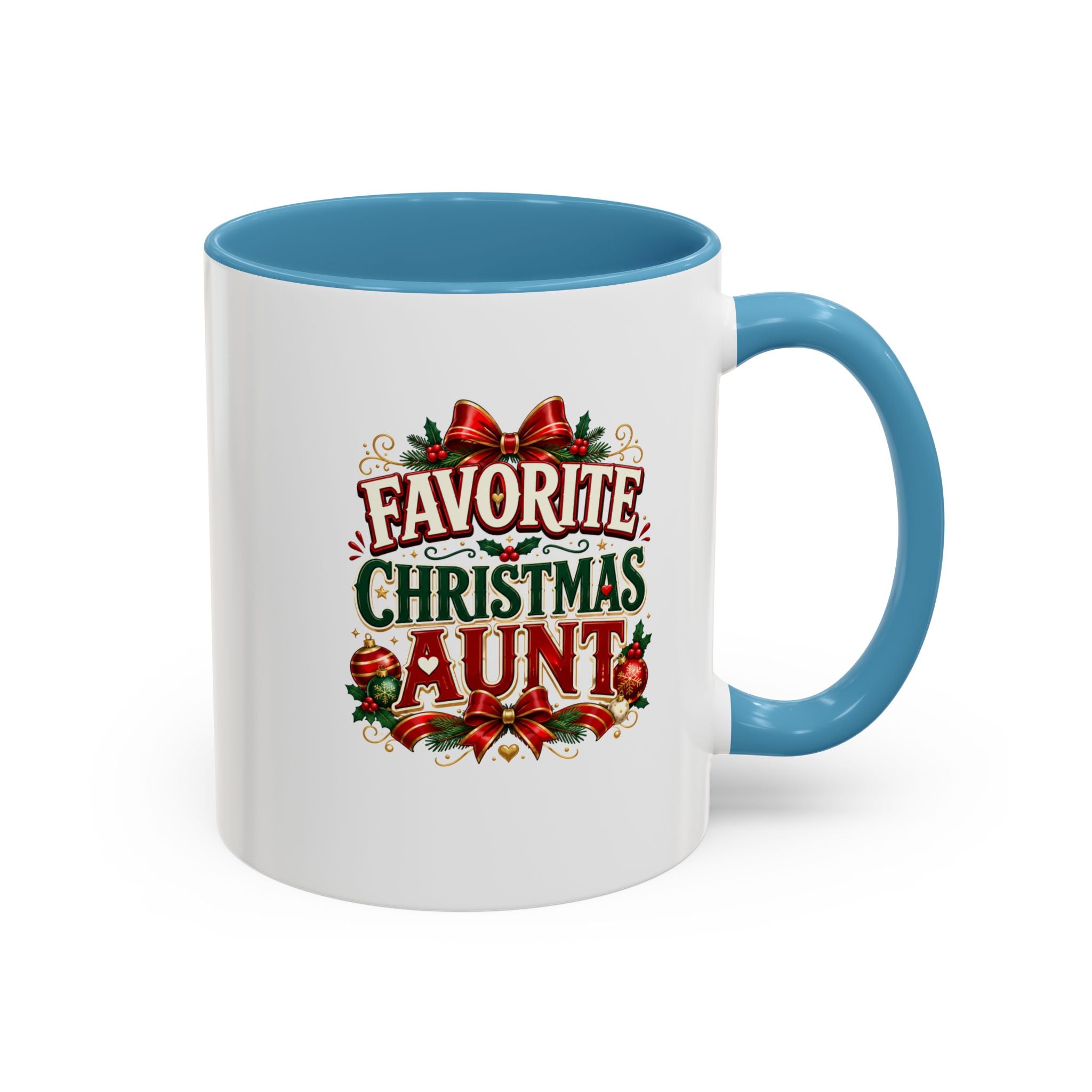 Christmas Aunt Coffee Mug — "Favorite Christmas Aunt" Accent Holiday Mug