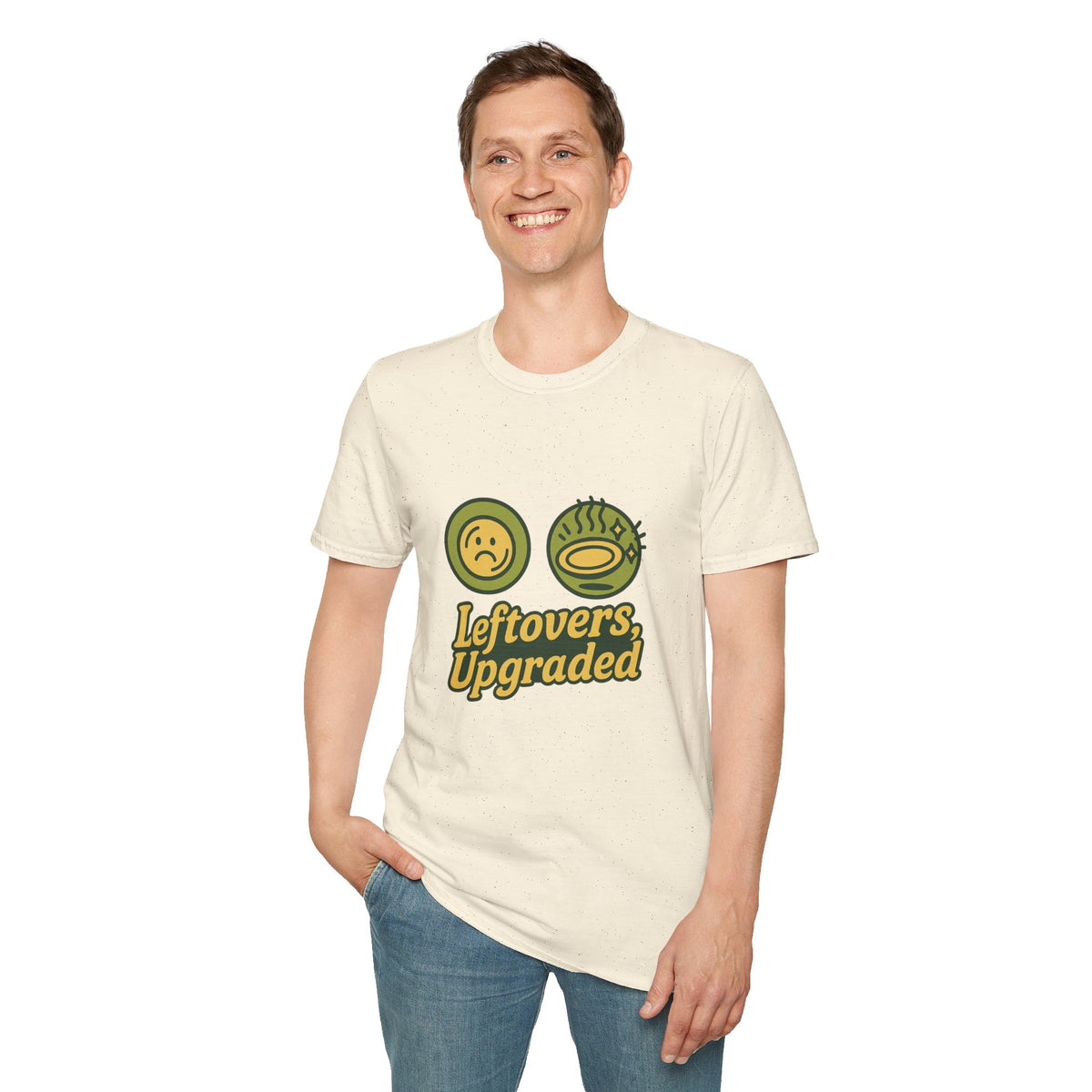 Leftovers Upgraded T-Shirt — Funny Foodie Tee with Soup & Smiley Icons - Trending Now - September 2026