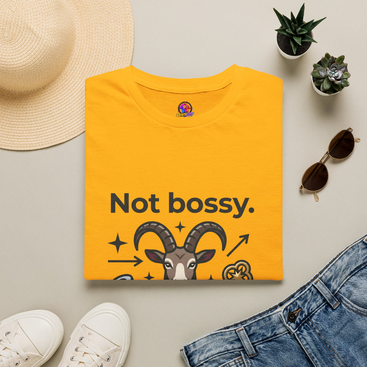 Capricorn T-Shirt — "Not Bossy, Just the Boss" Zodiac Goat Tee