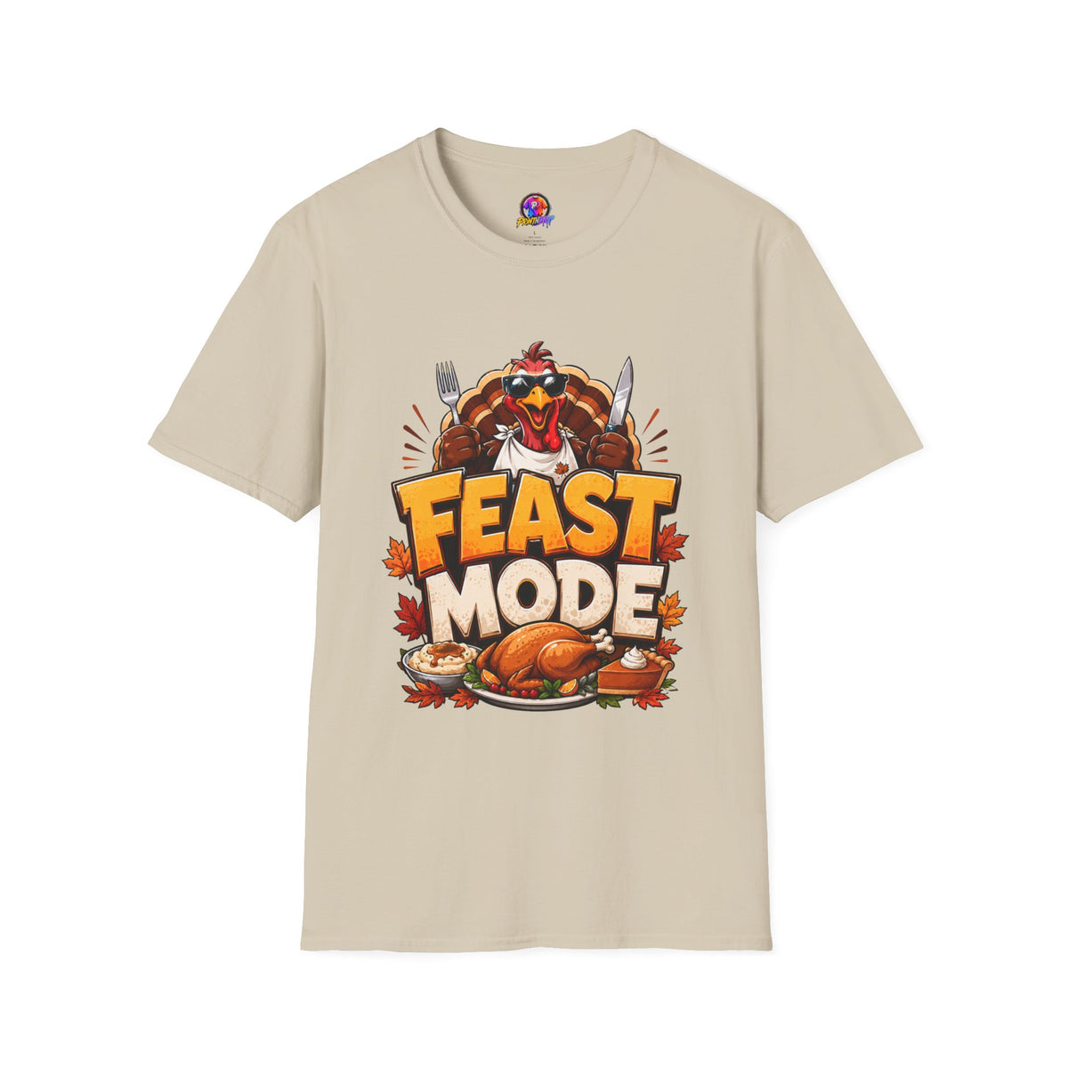 Thanksgiving T-Shirt Feast Mode T-Shirt — Funny Thanksgiving Turkey Graphic Tee