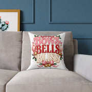 Bows Bells Bliss Christmas Square Poly Canvas Pillow