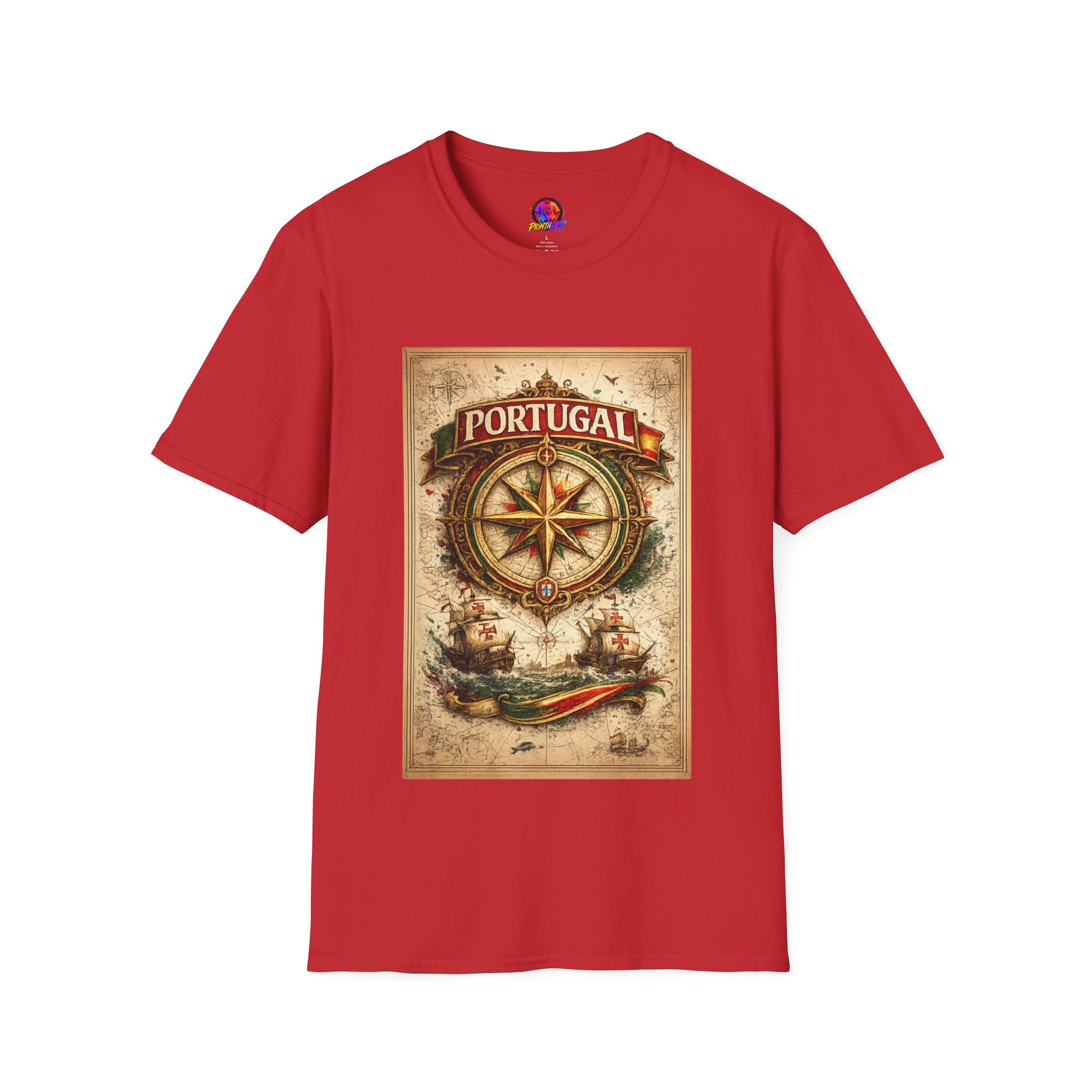 Portugal Compass T‑Shirt — Vintage Nautical Travel Tee