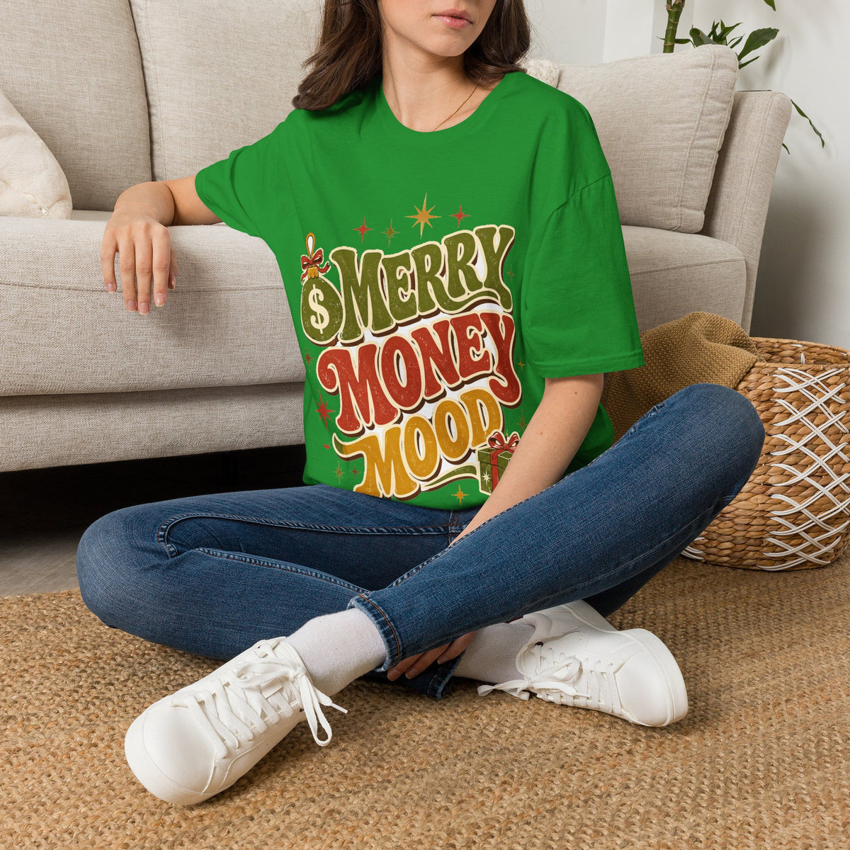 Merry Money Mood T‑Shirt — Retro Holiday Graphic Tee