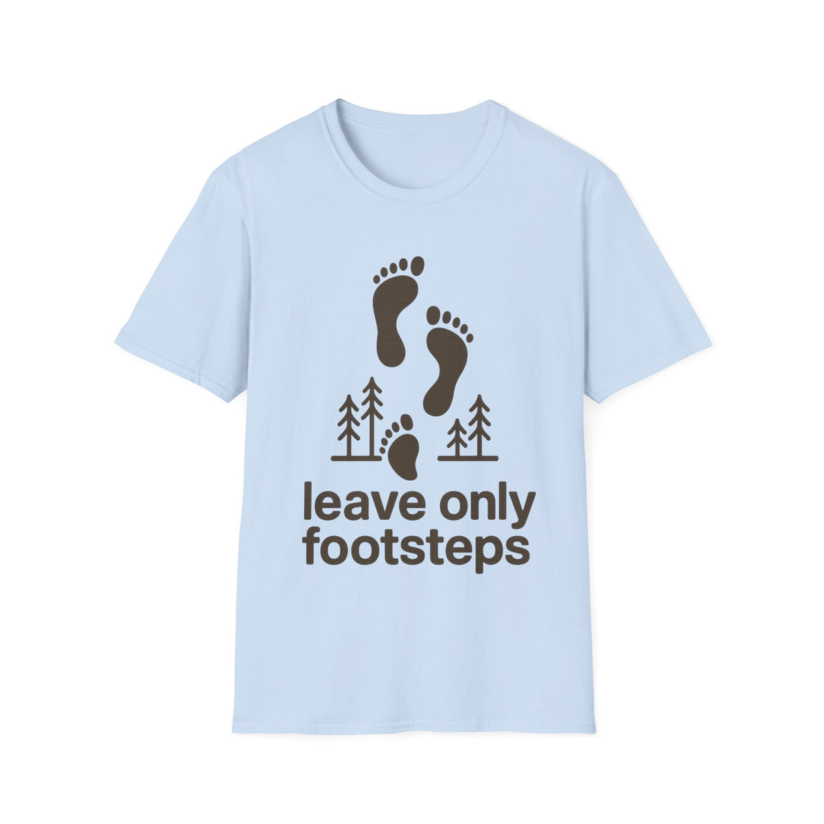 "Leave Only Footsteps" Minimalist Outdoor Graphic Tee - Aesthetic Eco Friendly Nature White T-Shirt - Trending Now - September 2026