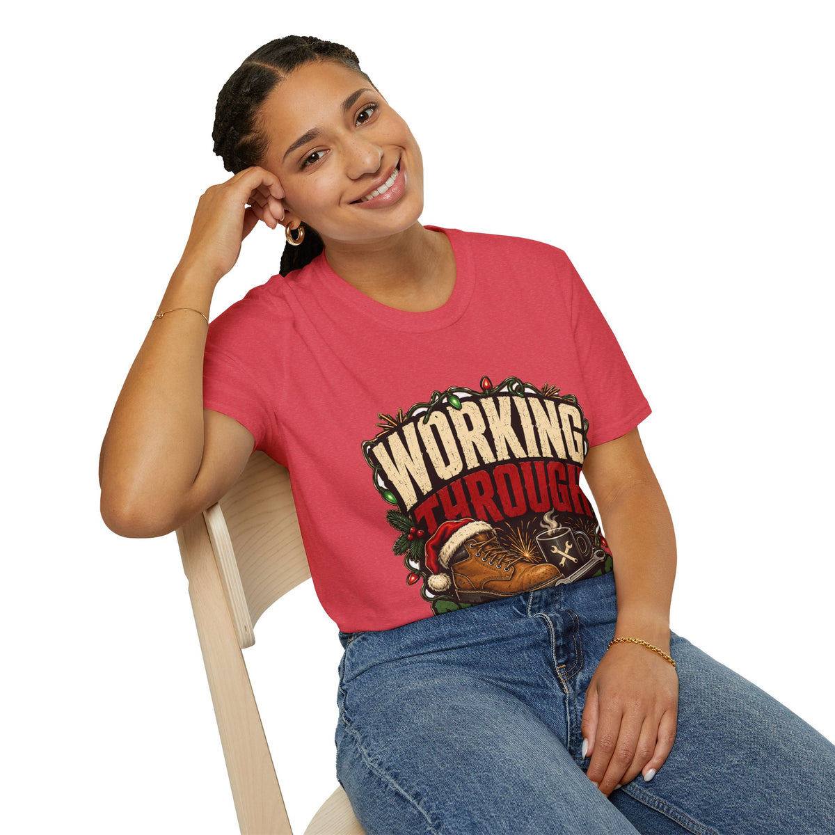 Working Through Christmas T-Shirt — Funny Holiday Nurse/Worker Gift