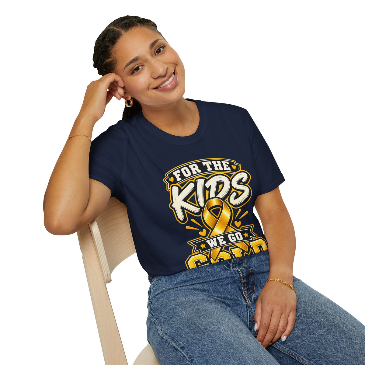 Kids Childhood Cancer Awareness T-Shirt — "For the Kids We Go Gold"