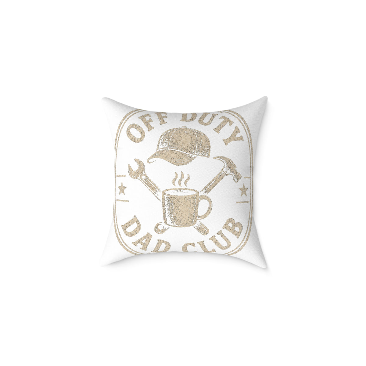 Off Duty Dad Club Pillow  Milo Bailey Dog Dad Mom — Rustic Coffee & Tools Decorative Throw Pillow