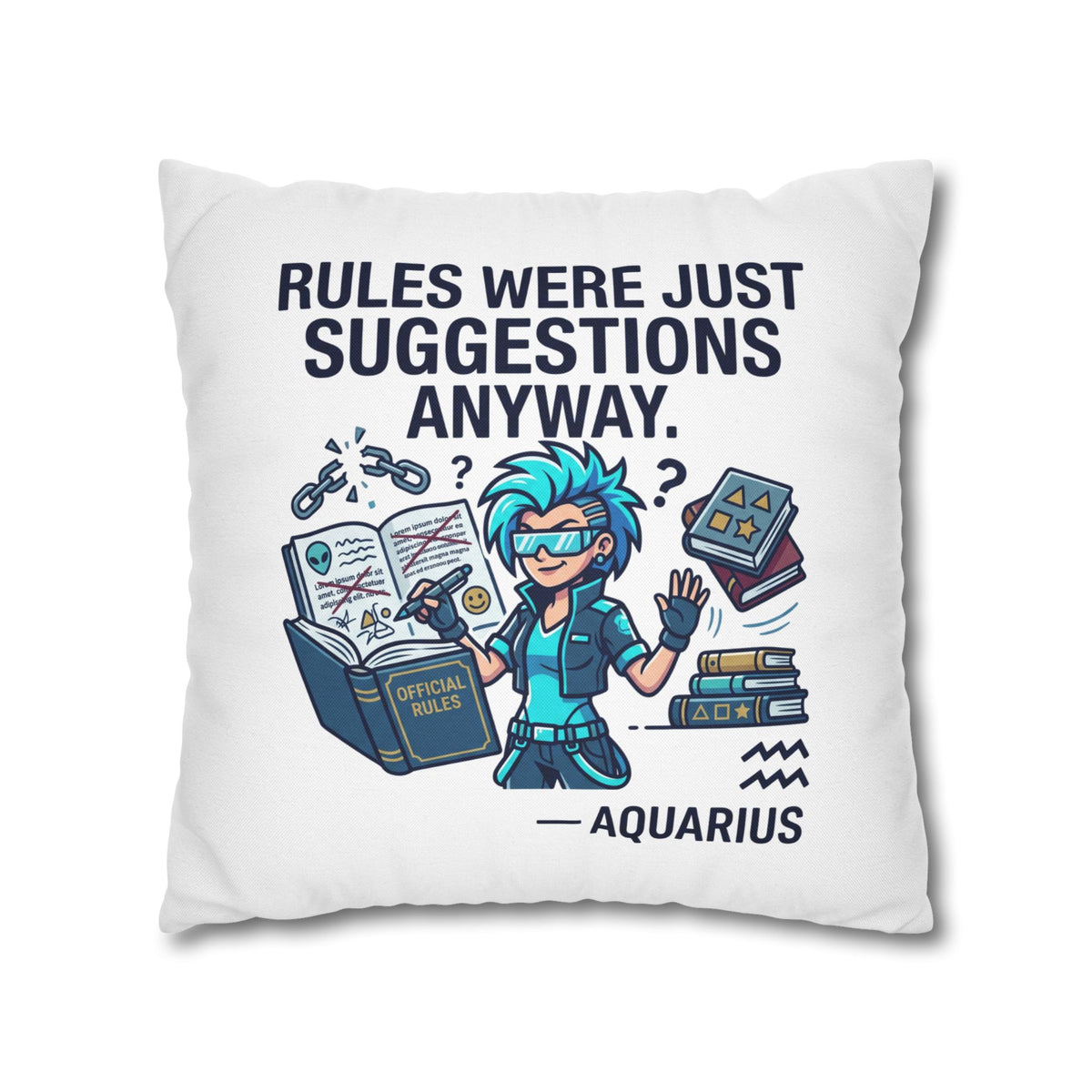 Aquarius Zodiac Spun Polyester Square Pillowcase