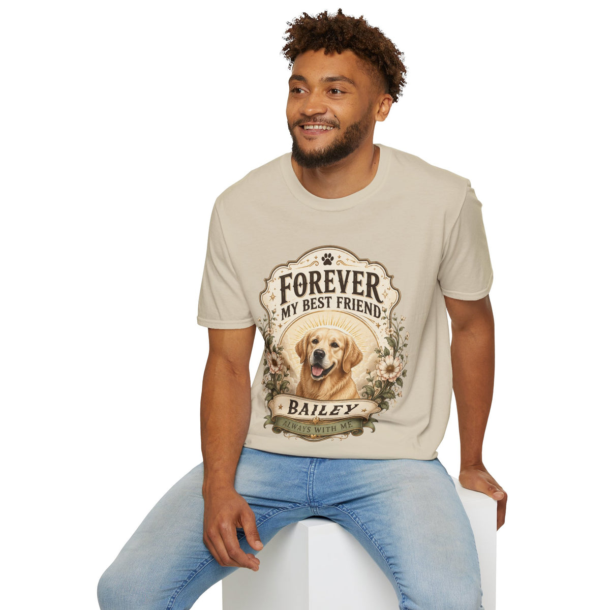 Dog Memorial T-Shirt — "Forever My Best Friend" Personalized Pet Tribute Tee