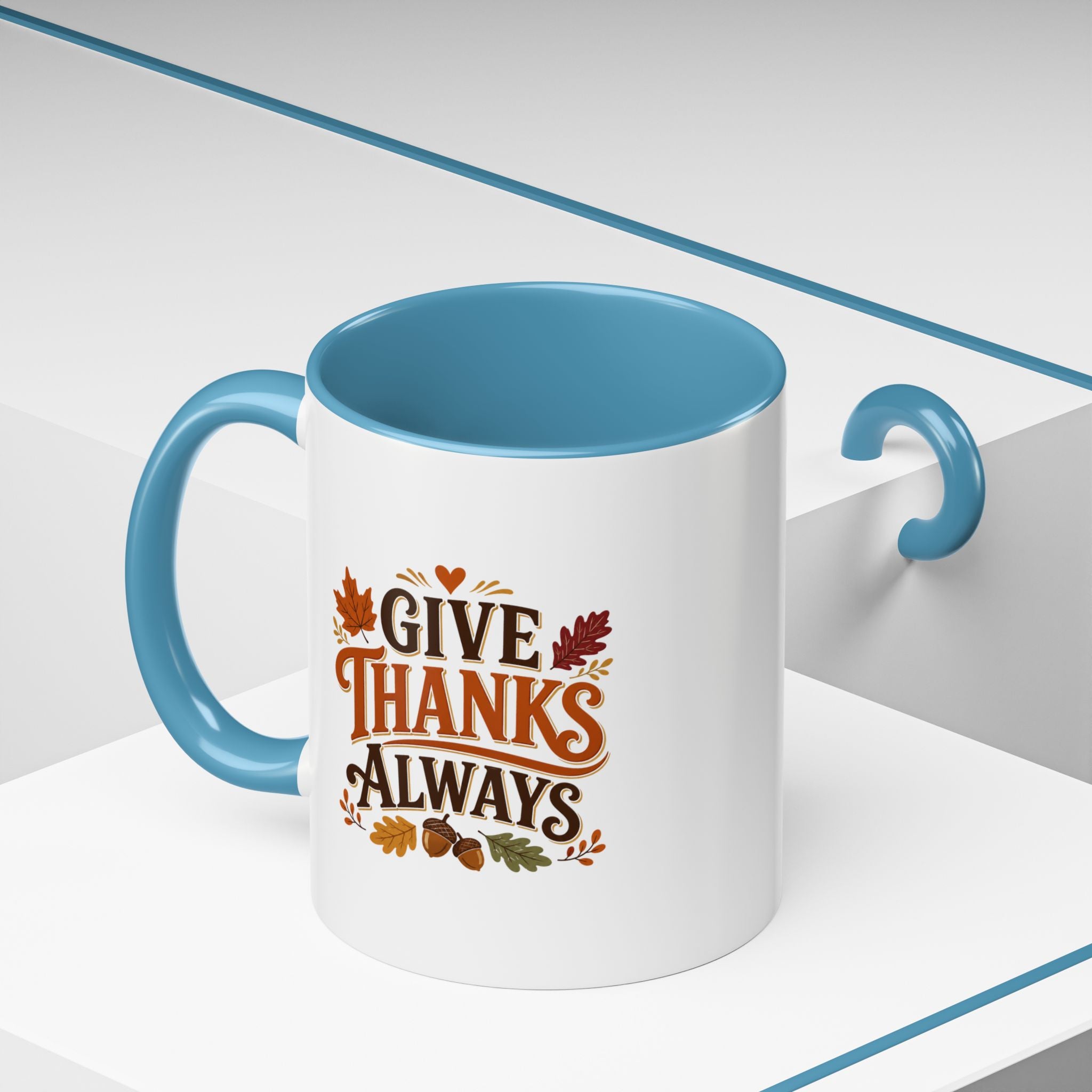 Thanksgiving Mug Give Thanks Always Accent Coffee Mug — Thanksgiving Autumn Ceramic Mug