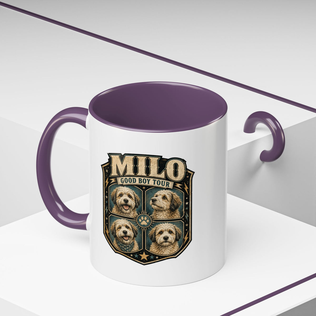 Milo Bailey Dog Dad Mom Milo 'Good Boy Tour' Accent Coffee Mug – Personalized Dog Lover Gift
