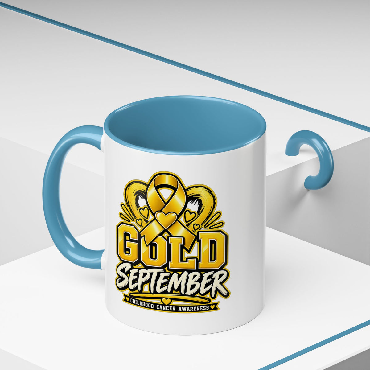 Gold September Coffee Mug — Childhood Cancer Awareness Accent Mug (11/15oz)