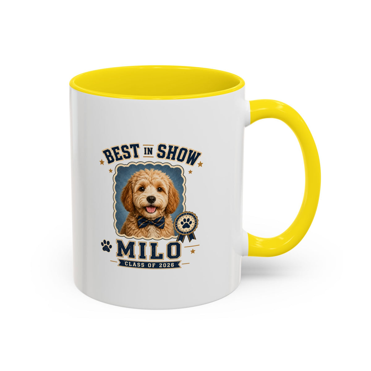 Milo Bailey Dog Dad Mom Best in Show Milo Personalized Dog Coffee Mug — Custom Pet Name Accent Mug