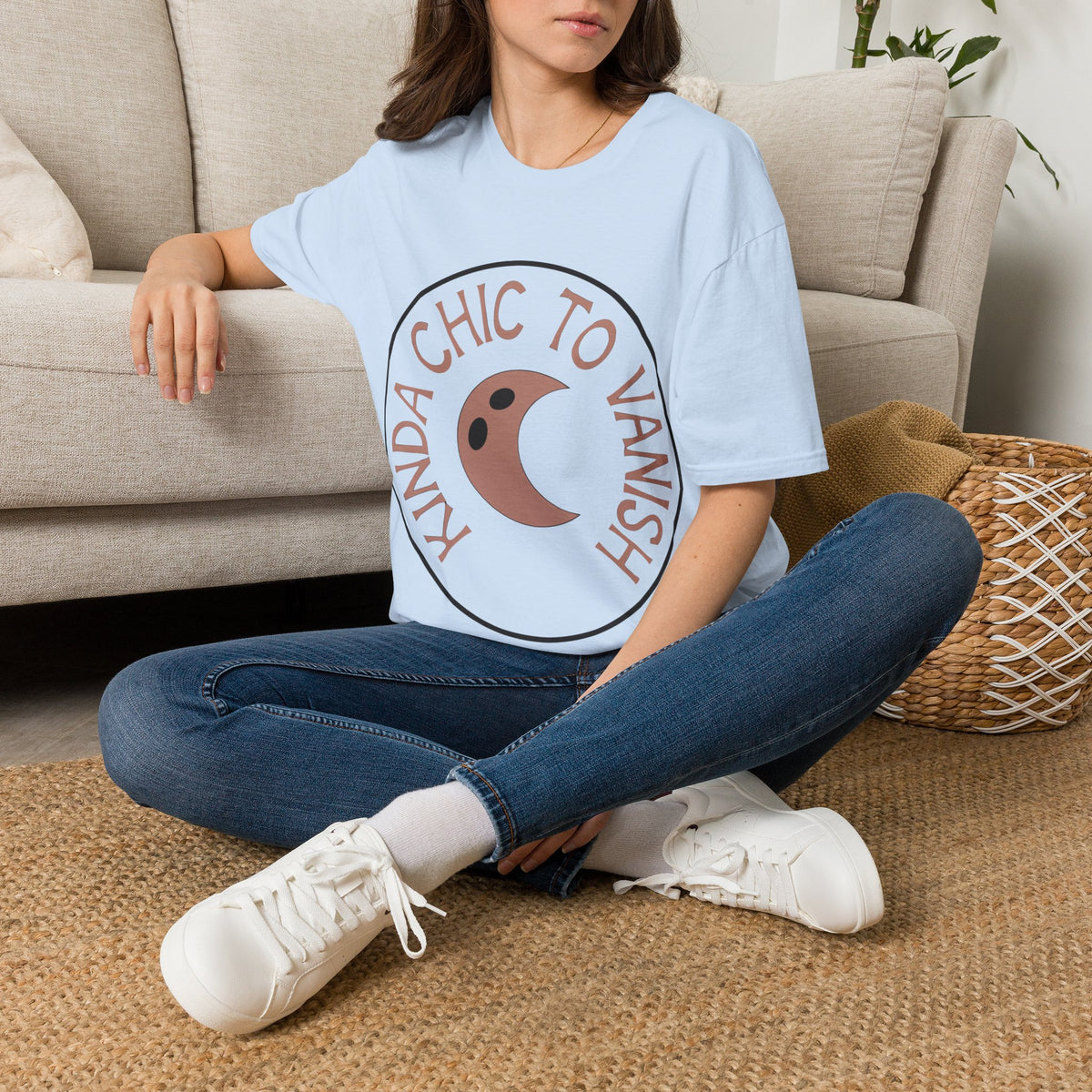 T-Shirt — "Kinda Chic to Vanish" Crescent Moon Graphic Tee - Trending Now - August 2026