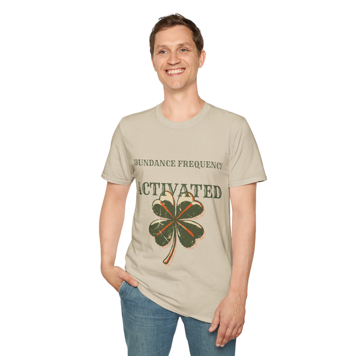 "Abundance Frequency Activated" Four Leaf Clover Tee - Aesthetic Law Of Attraction Manifest White T-Shirt - Trending Now - September 2026