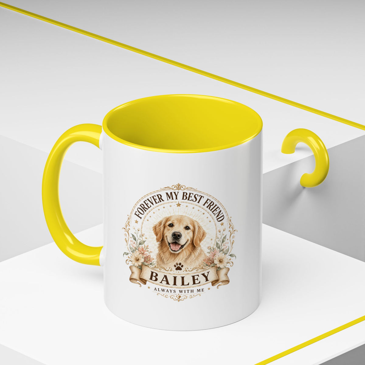 Milo Bailey Dog Dad Mom Golden Retriever Coffee Mug — “Forever My Best Friend” Personalized Dog Mug (Bailey)
