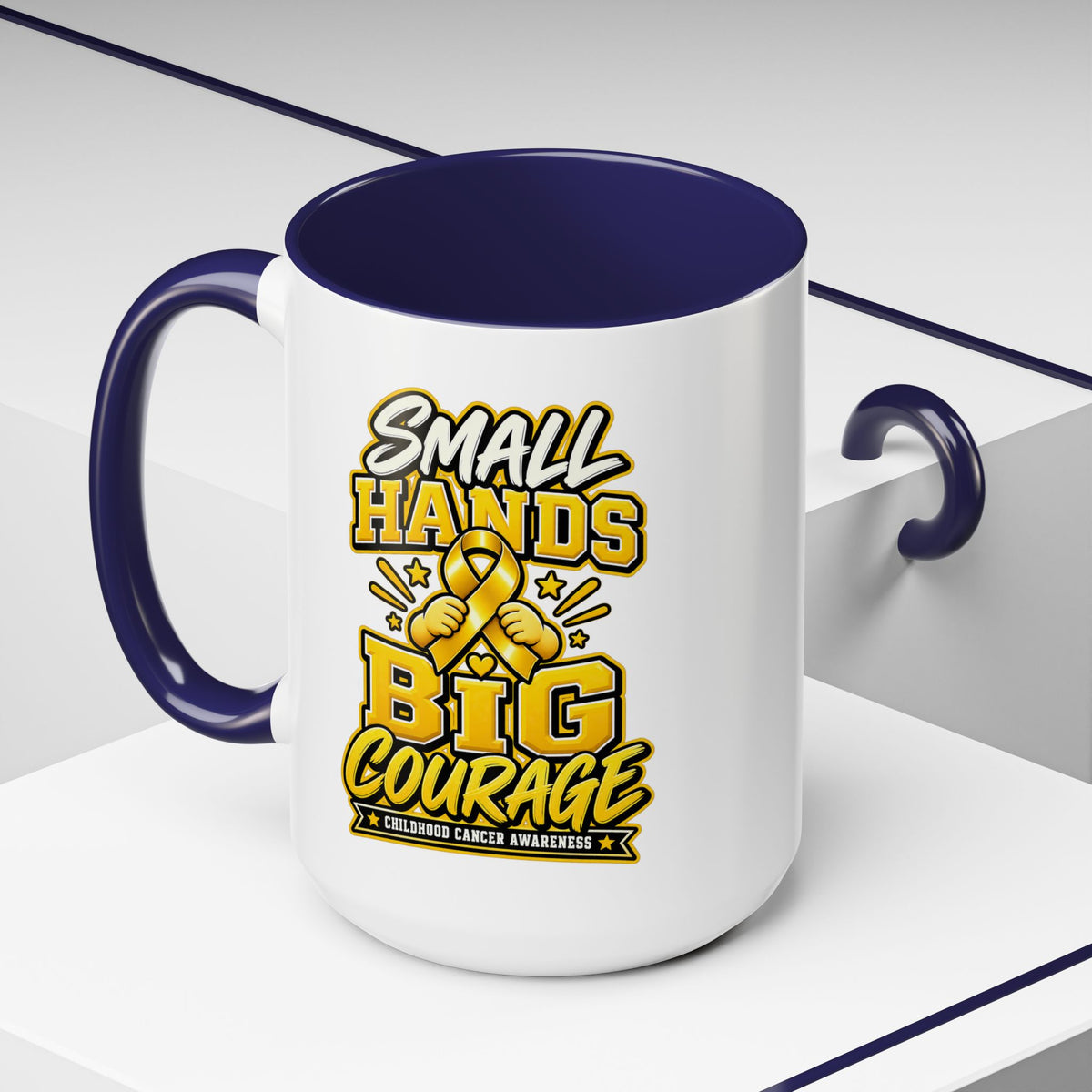 Coffee Mug - "Small Hands Big Courage" Childhood Cancer Awareness Accent Mug