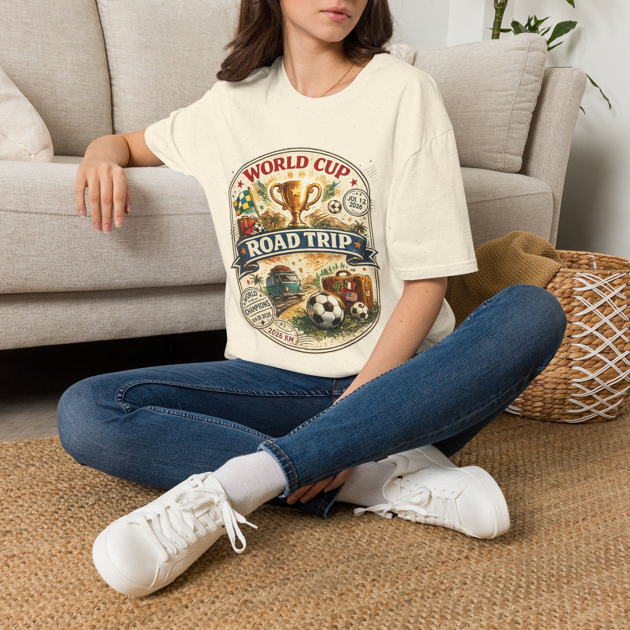 World Cup Road Trip T-Shirt — Vintage Soccer Trophy Design