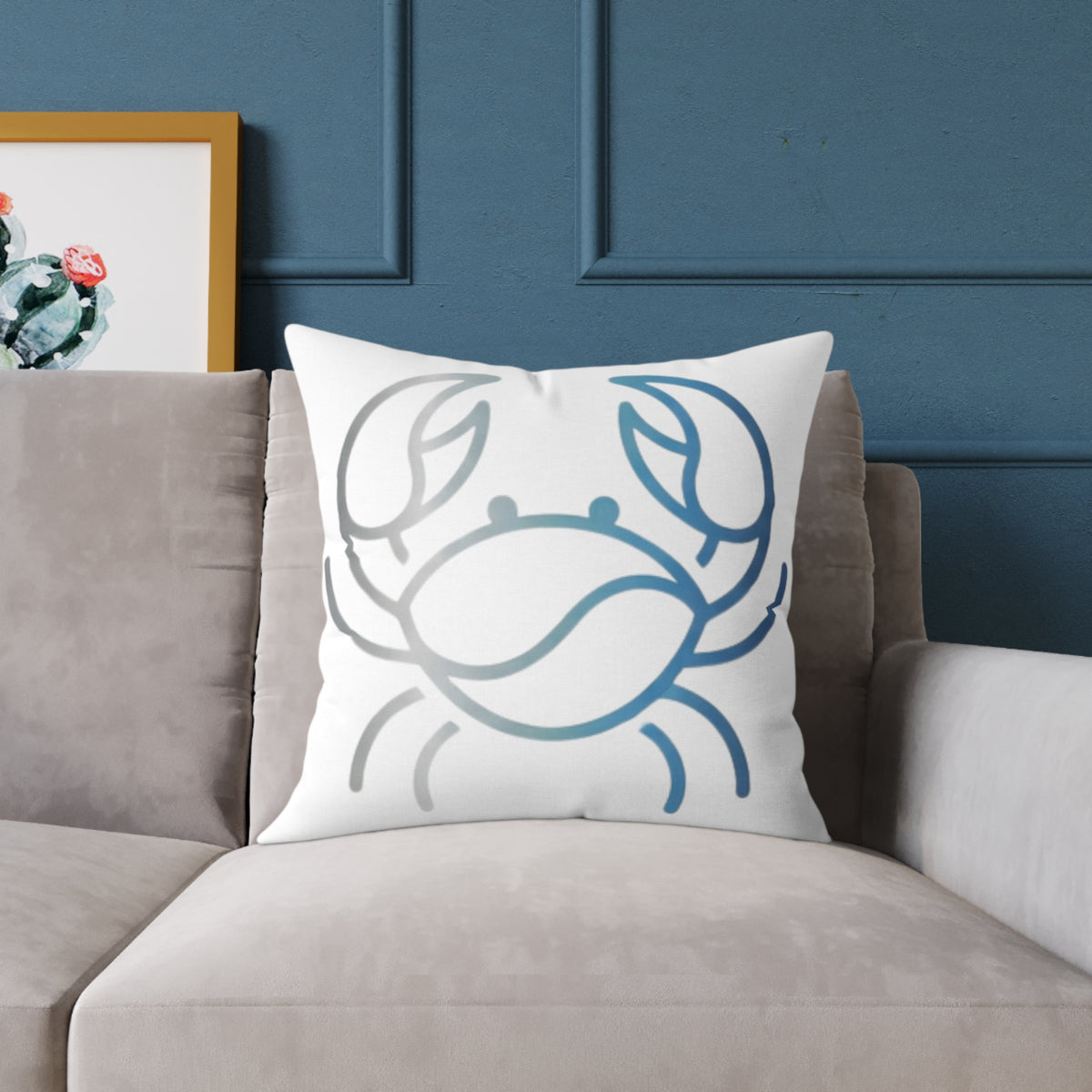 Cancer Zodiac Coastal Crab Square Throw Pillow