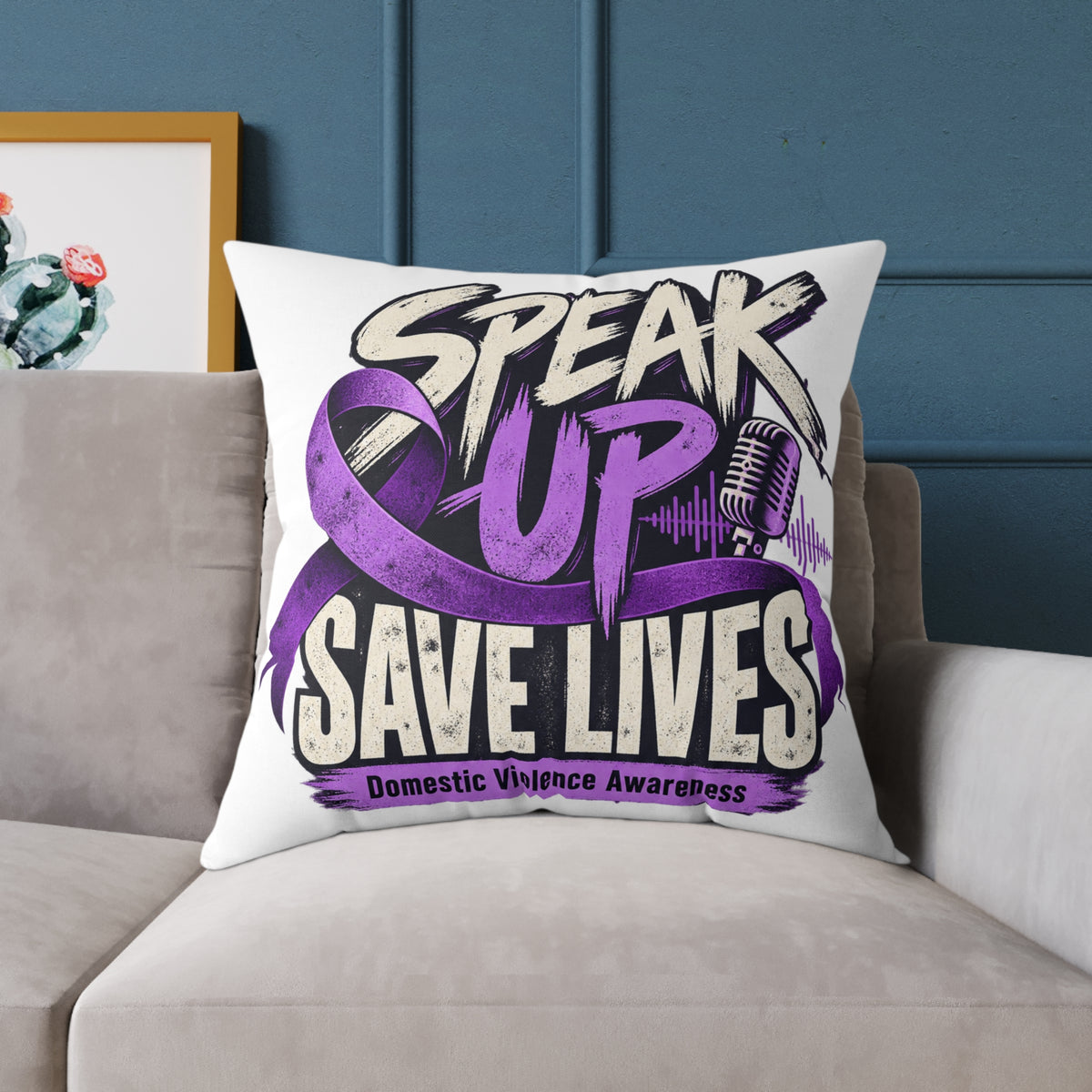 Speak Up — Domestic Violence Awareness Square Pillow