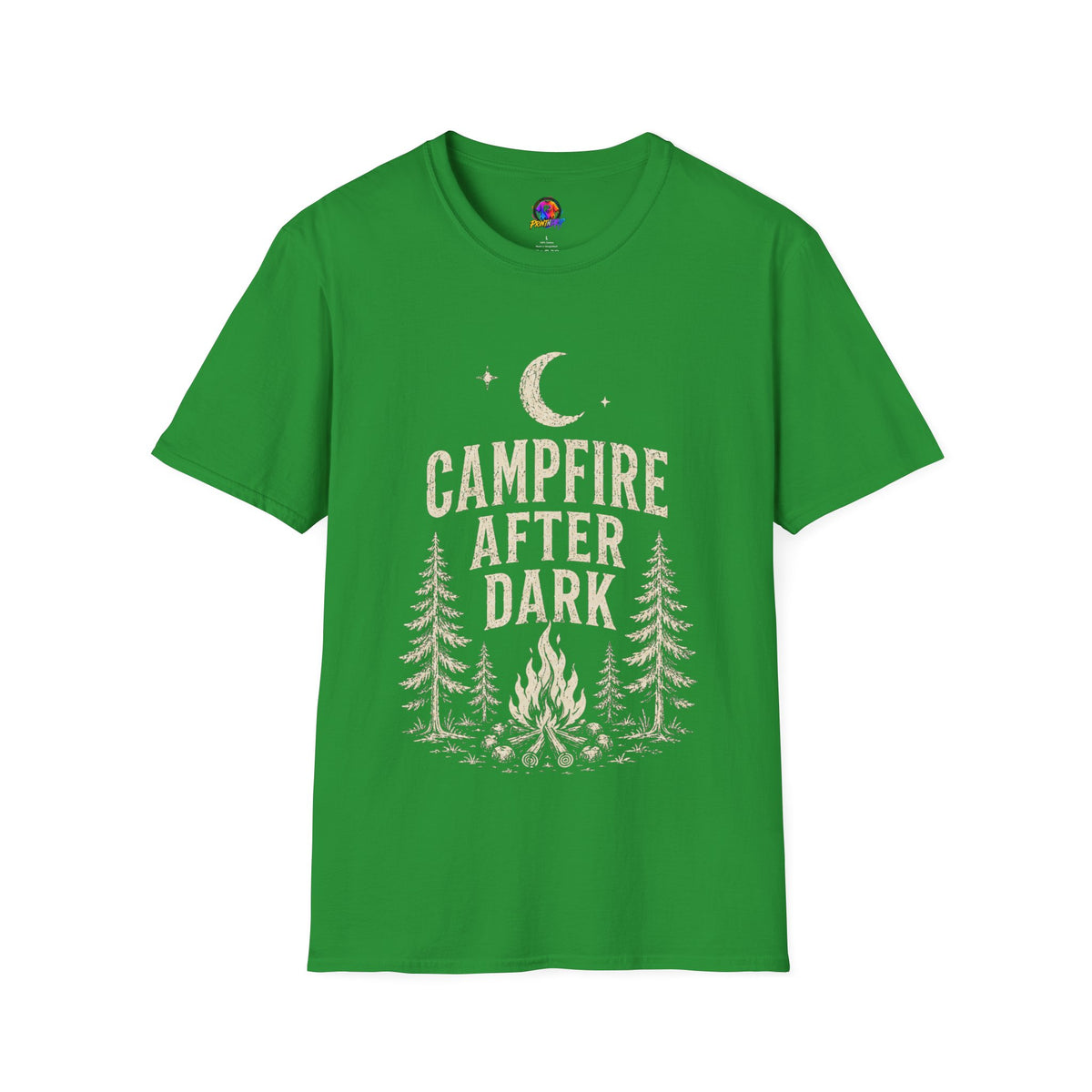 Campfire After Dark T-Shirt — Vintage Moon & Pine Camping Tee