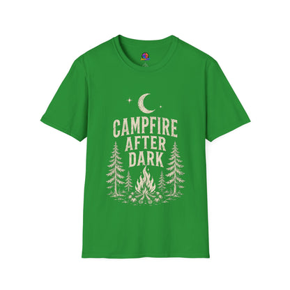 Campfire After Dark T-Shirt — Vintage Moon & Pine Camping Tee
