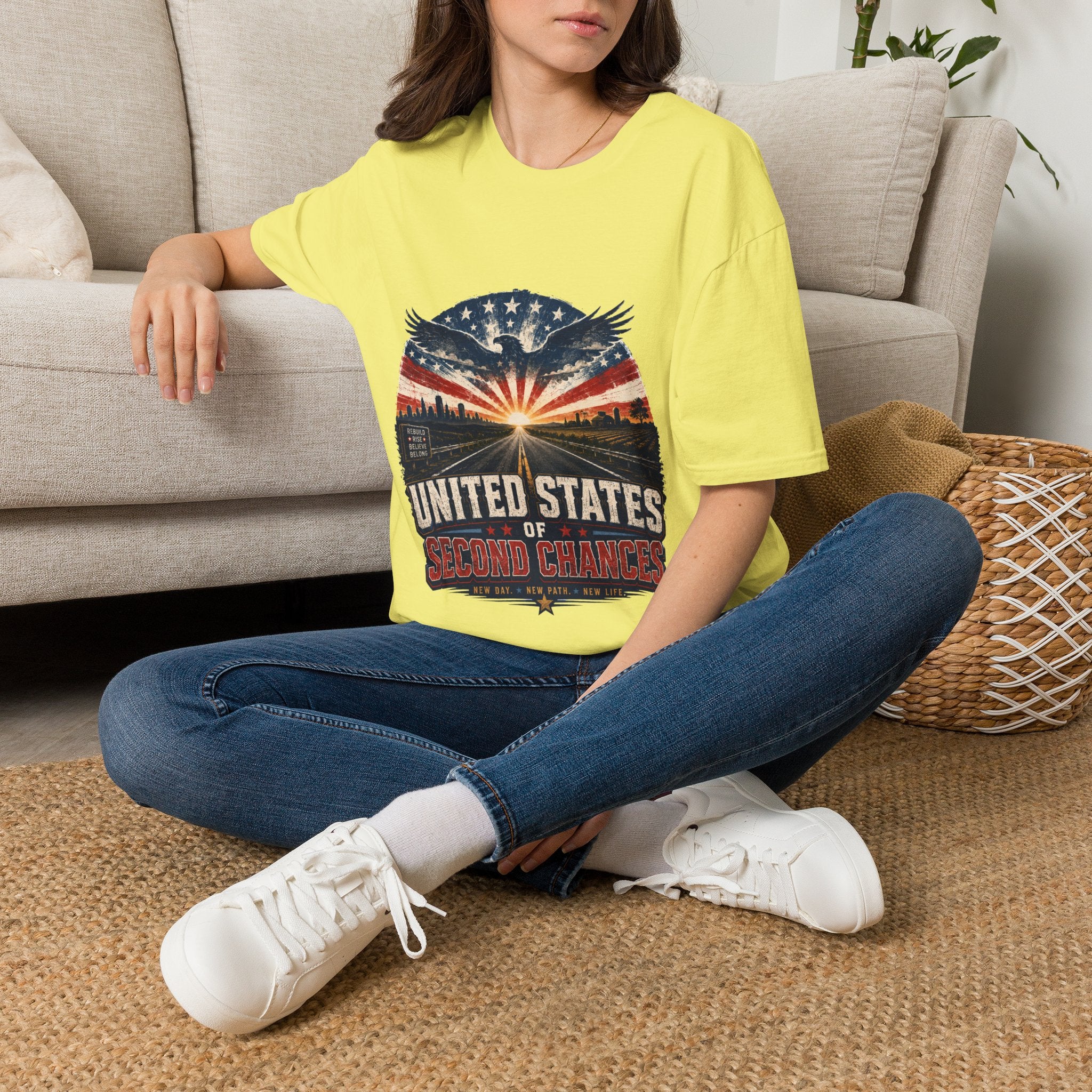 Patriotic Eagle T-Shirt — United States Skyline Vintage Flag Design
