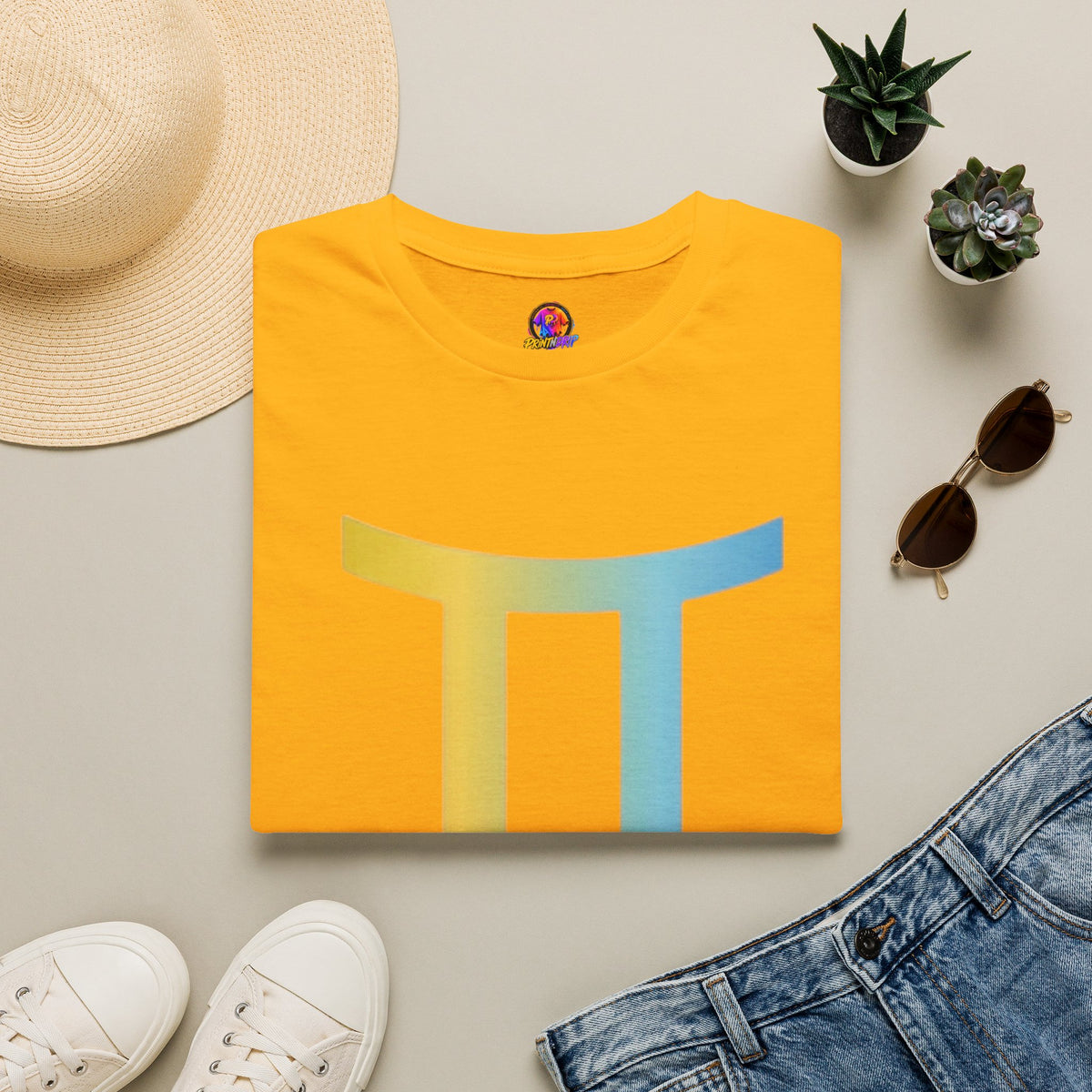 Gemini Drip Zodiac T-Shirt — Rainbow Gemini Symbol Tee