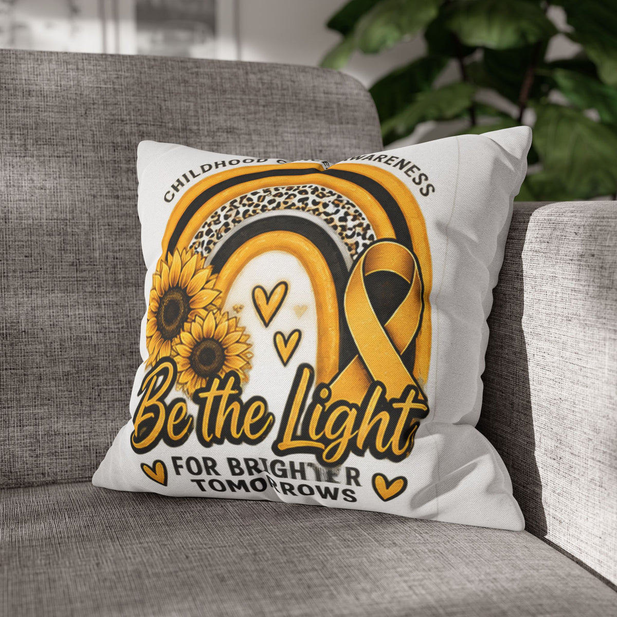 Childhood Cancer Awareness Pillowcase — "Be the Light for Brighter Tomorrows"