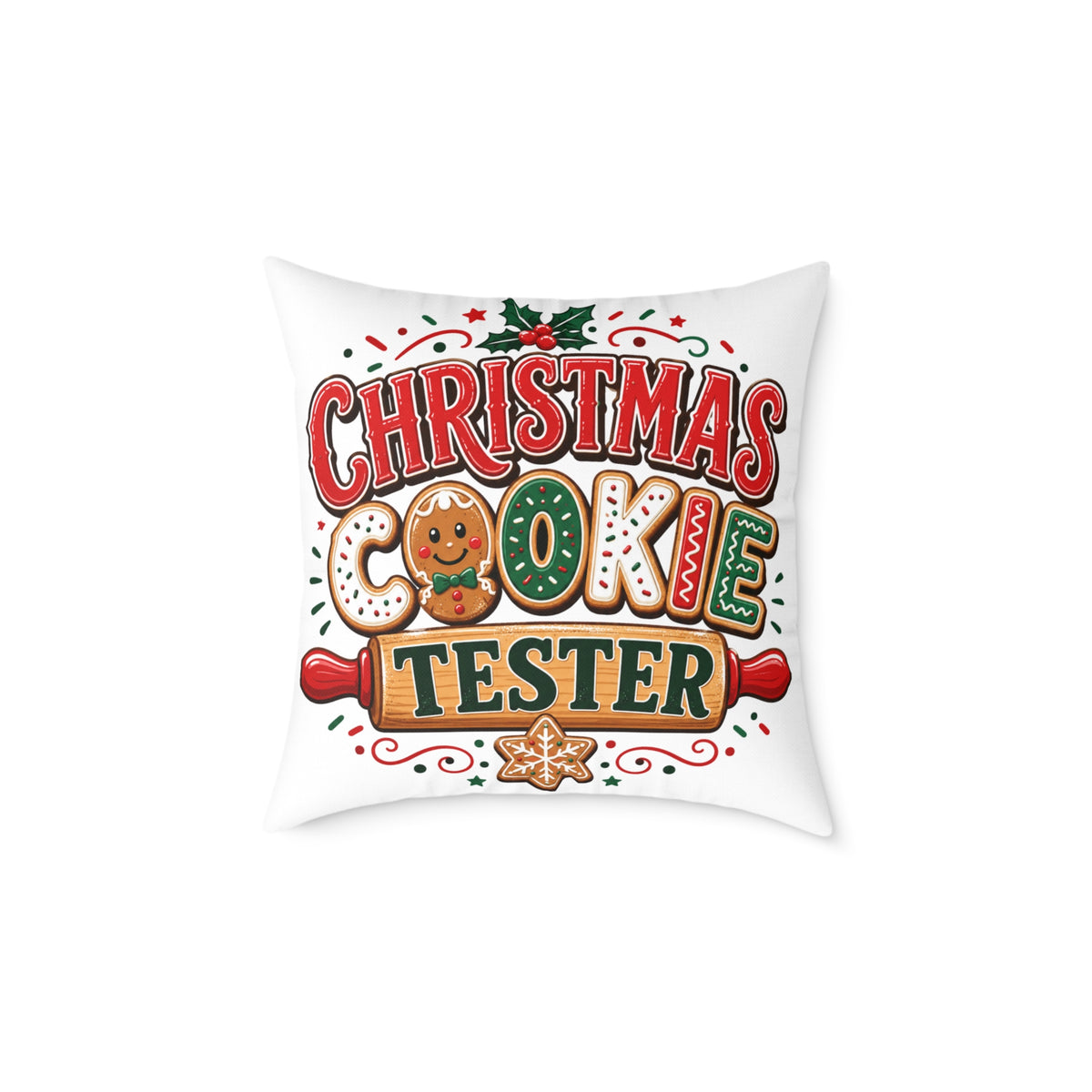 Christmas Cookie Tester Pillow — Festive Holiday Throw Pillow for Baking Lovers