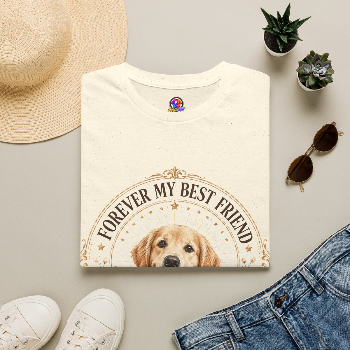 Forever My Best Friend Dog T-Shirt — Personalized Pet Name Golden Retriever Tee