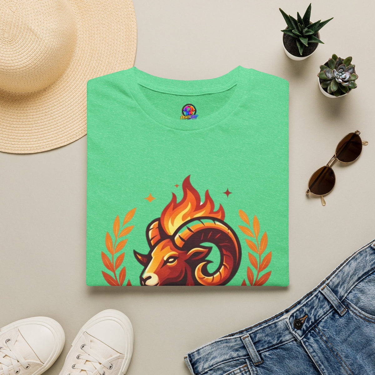 Aries Zodiac T-Shirt — "Born to Lead Not to Follow" Ram Graphic