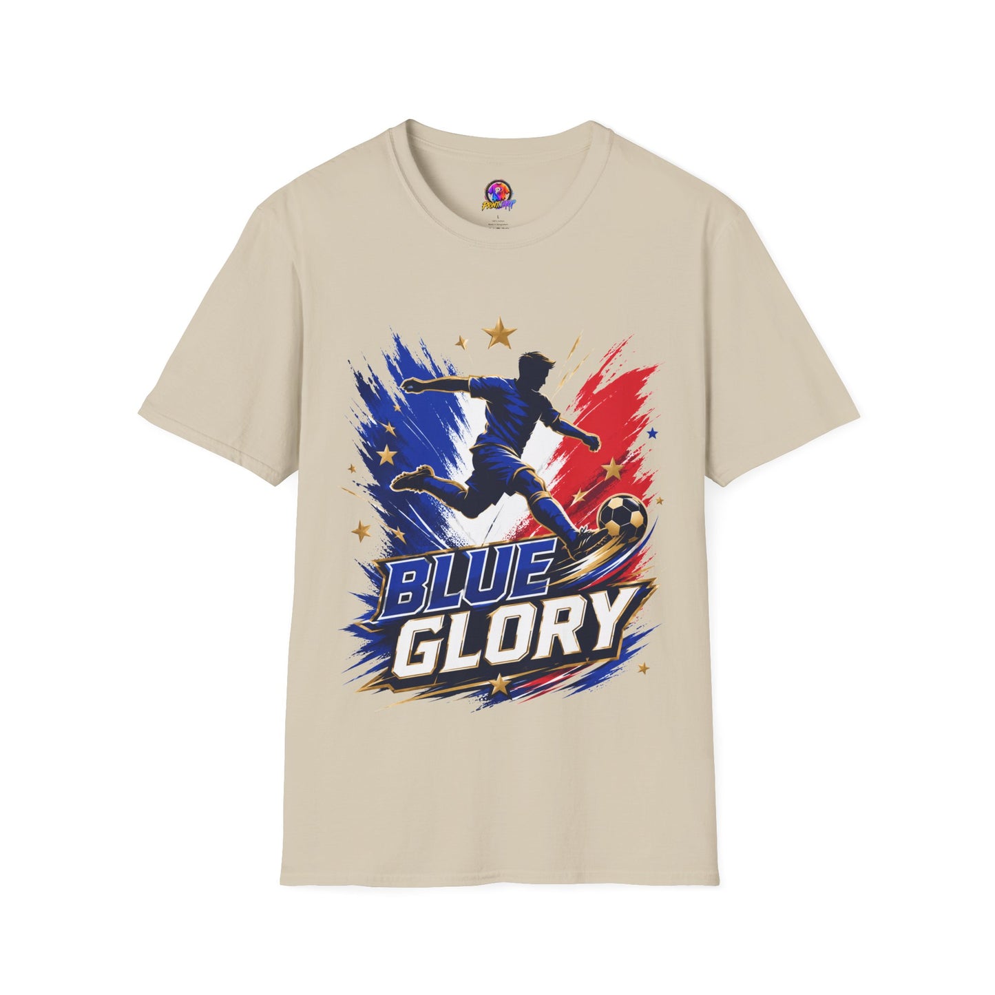 France Soccer T-Shirt — "Blue Glory" Red, White & Blue Player Graphic