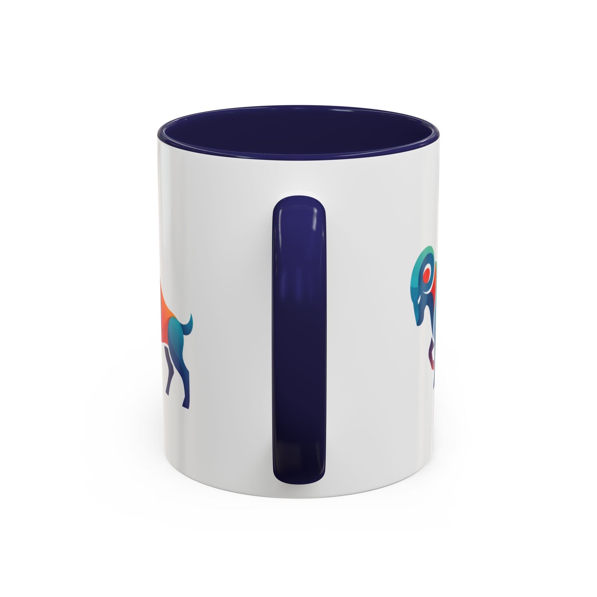 Colorful Ram Accent Coffee Mug — Geometric Zodiac Aries Design