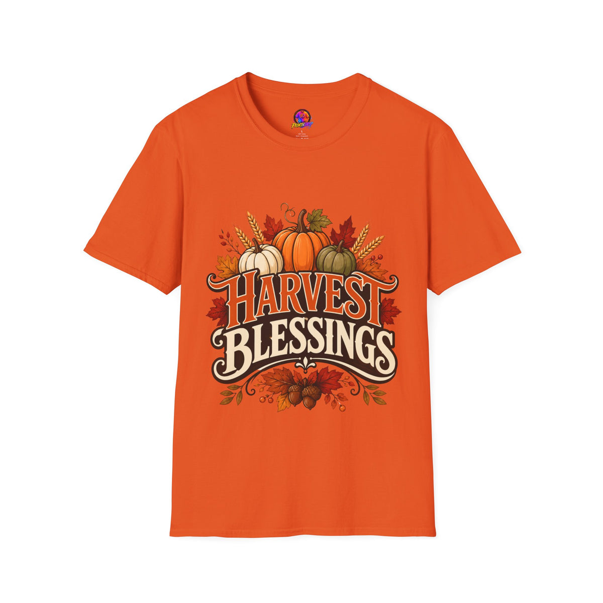 Thanksgiving T-Shirt Harvest Blessings T-Shirt — Fall Pumpkin Harvest Graphic Tee for Thanksgiving