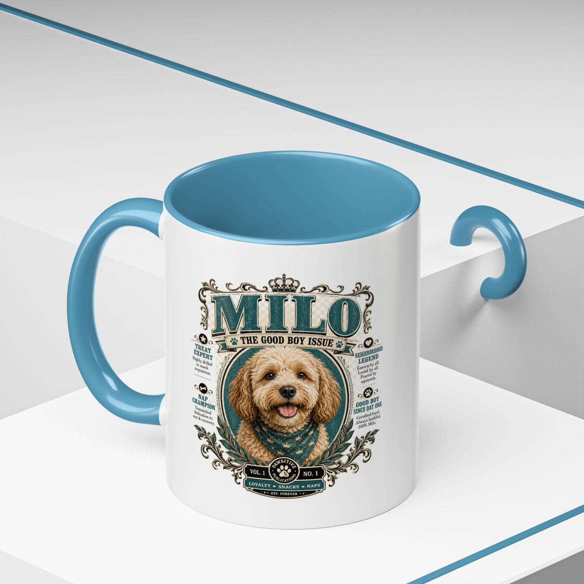 Milo Bailey Dog Dad Mom Milo Dog Portrait Coffee Mug — 'The Good Boy Issue' Accent Mug