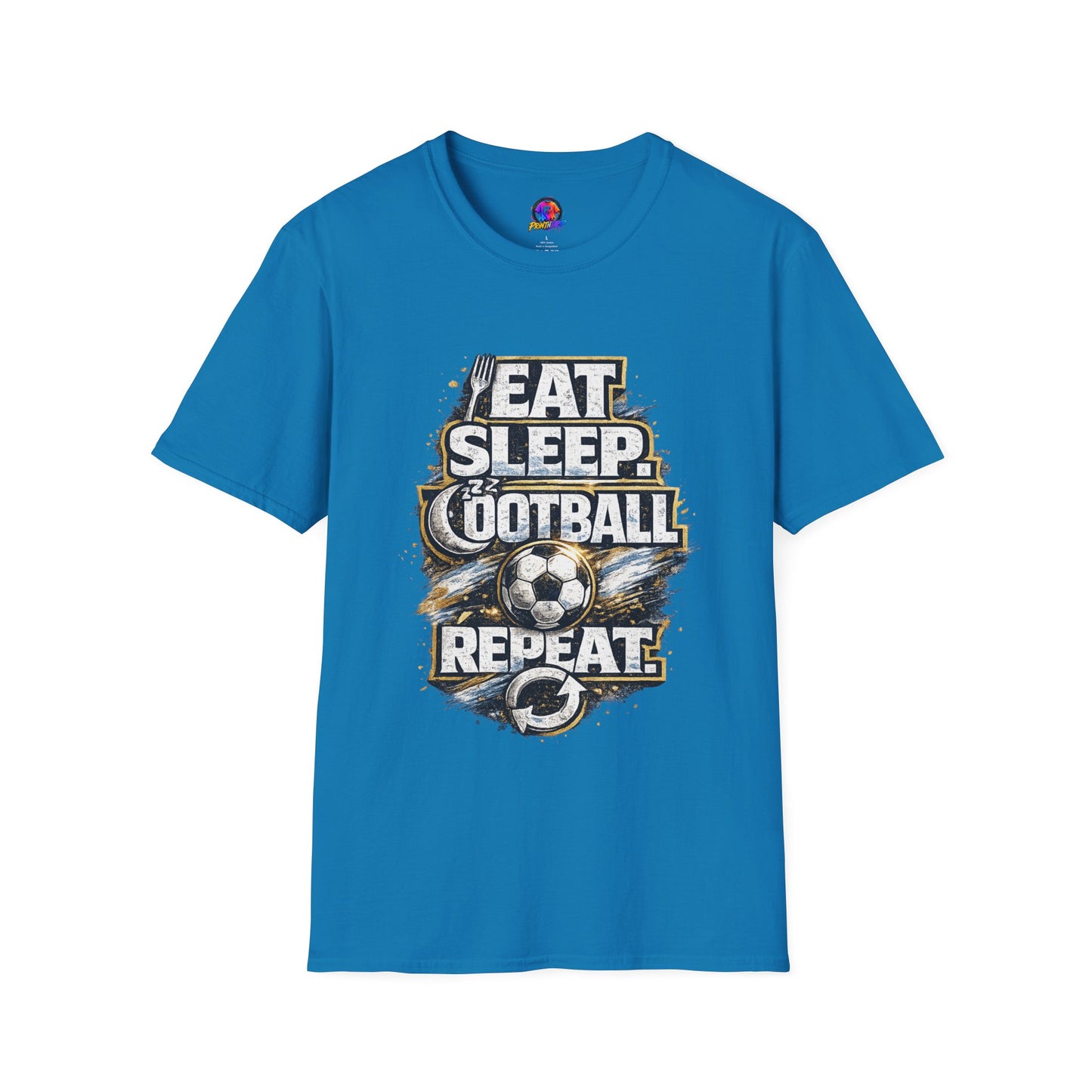 Football 'Eat Sleep Football Repeat' T-Shirt — Vintage Soccer Fan Tee