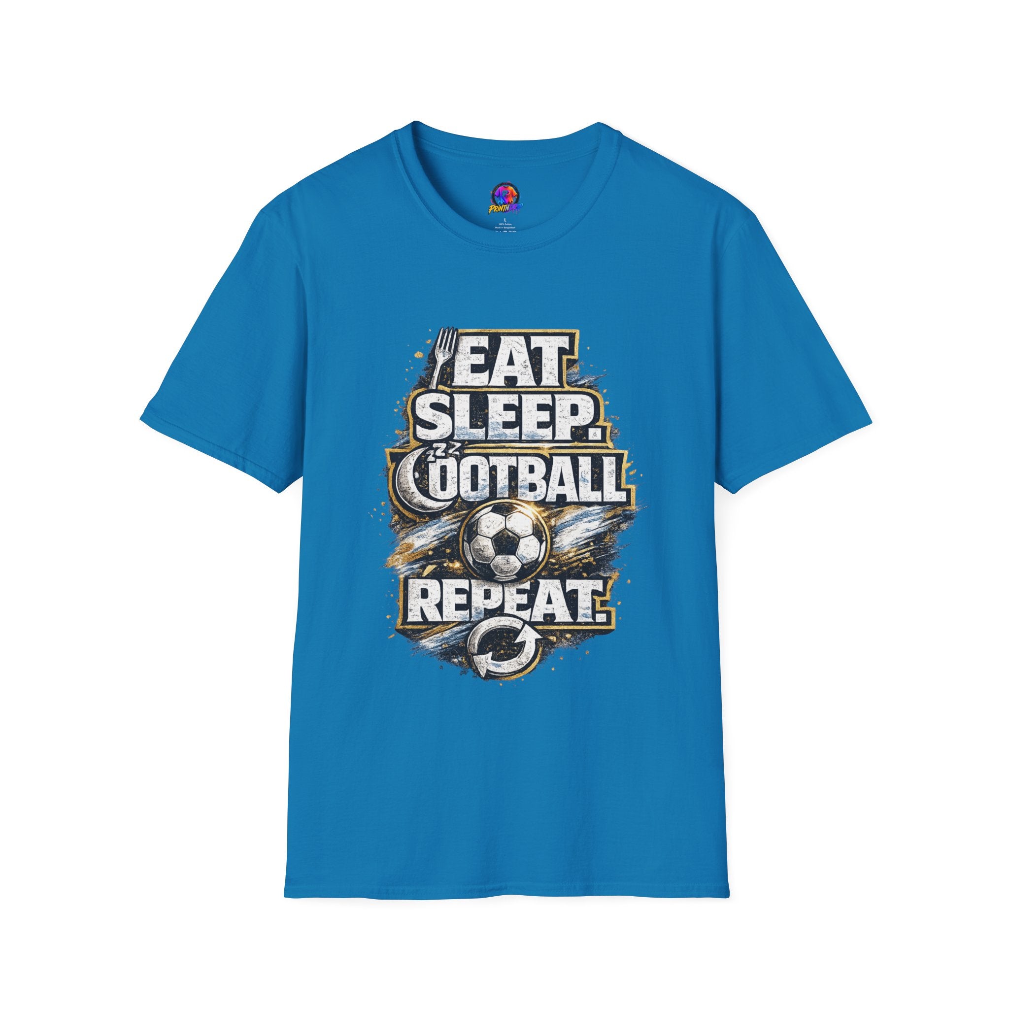 Football 'Eat Sleep Football Repeat' T-Shirt — Vintage Soccer Fan Tee