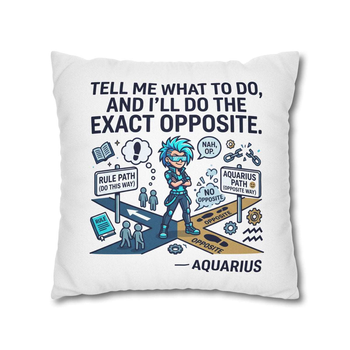 Aquarius Zodiac Spun Polyester Square Pillowcase