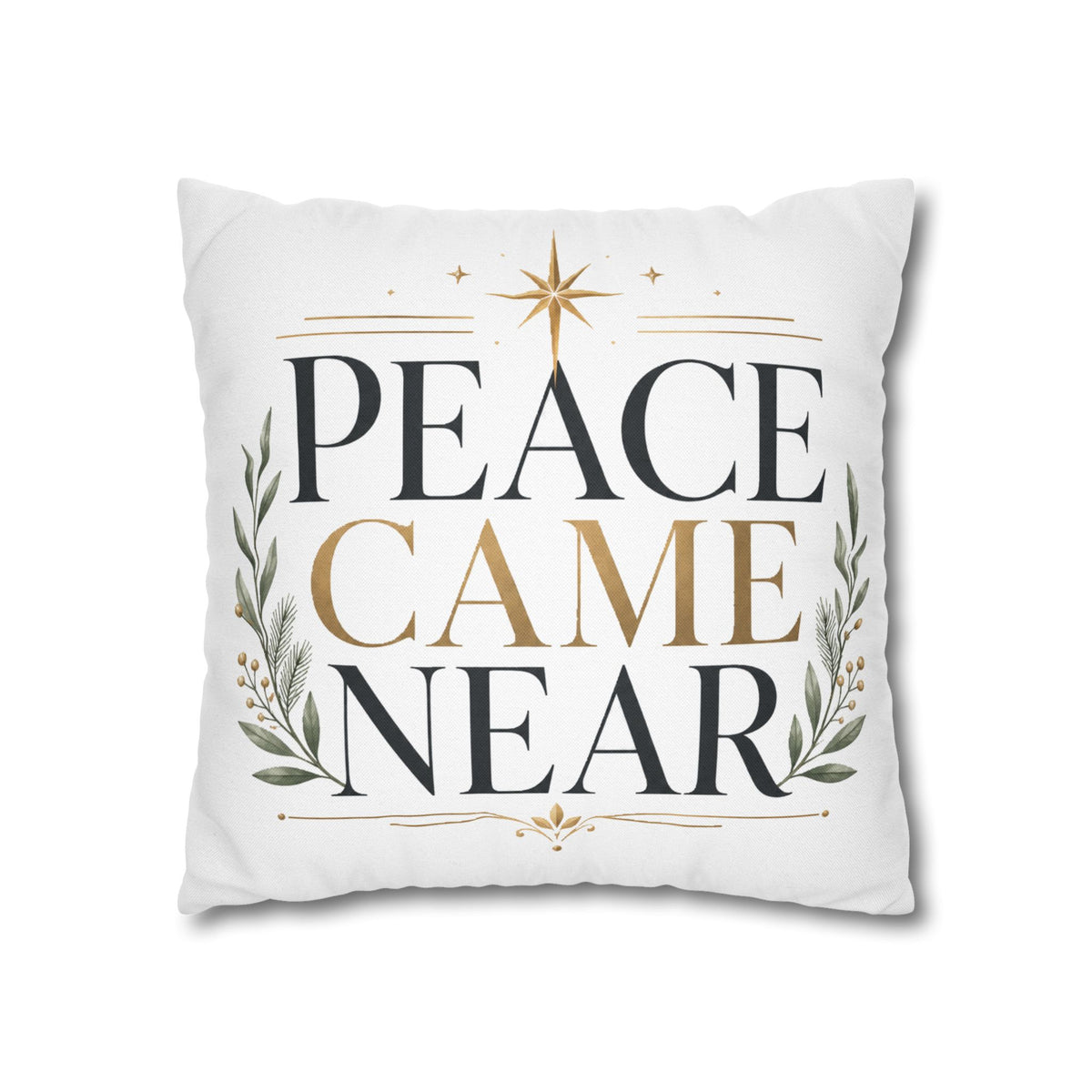 Christmas Peace Came Near Square Pillow — Christmas Holiday Decorative Throw Pillowcase