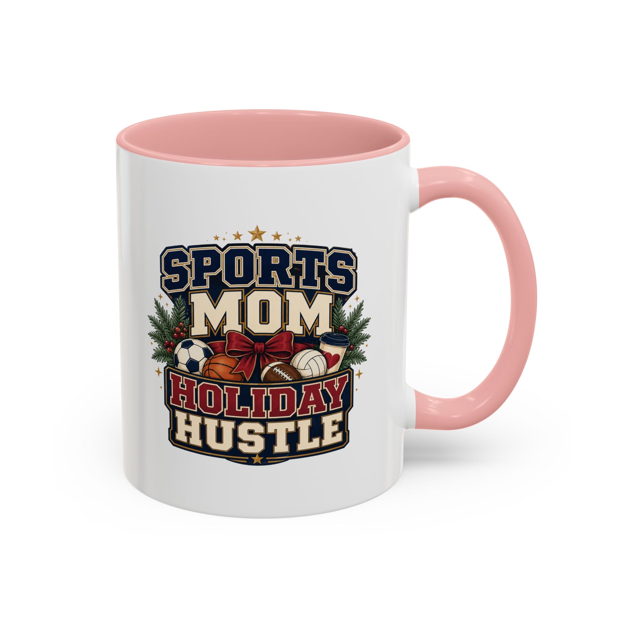Modern Day Christmas Sports Mom Holiday Hustle Accent Coffee Mug – Christmas Sports Mom Gift
