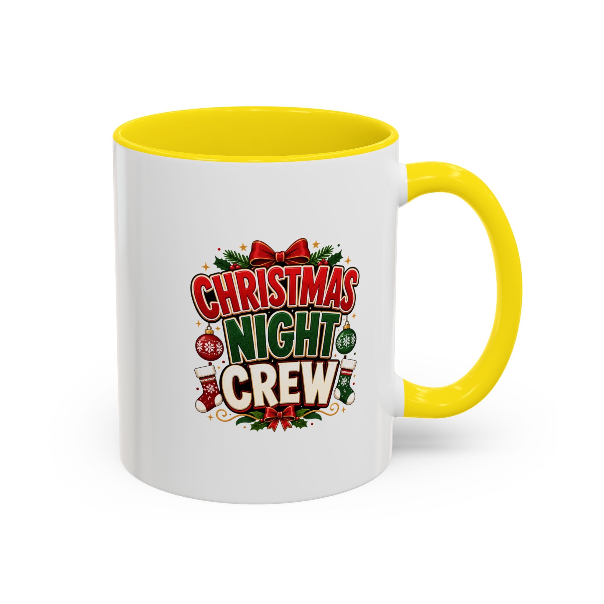 Christmas Night Crew Accent Coffee Mug – Festive Holiday Coffee Cup