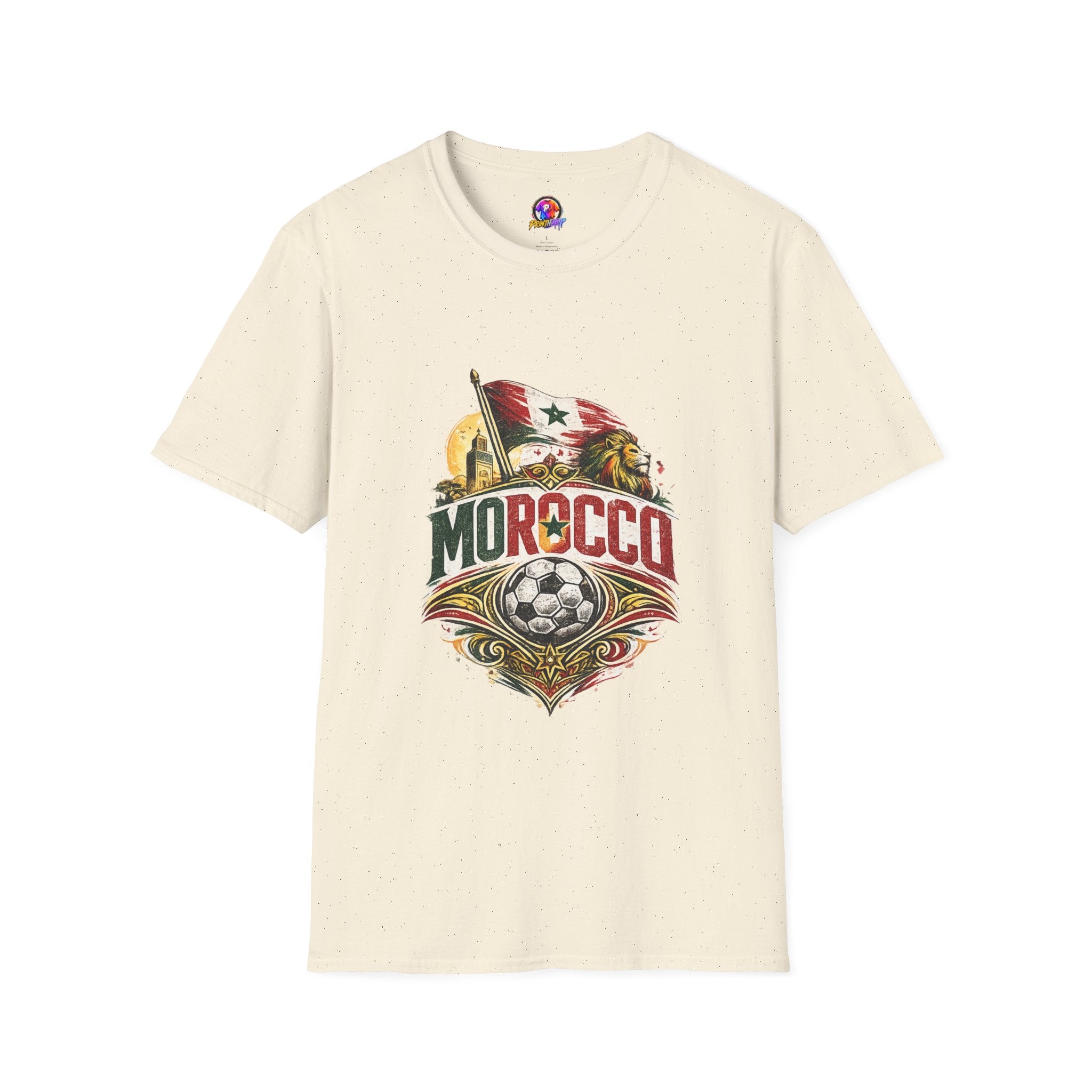 Morocco Soccer T-Shirt — Vintage Flag & Lion Football Tee