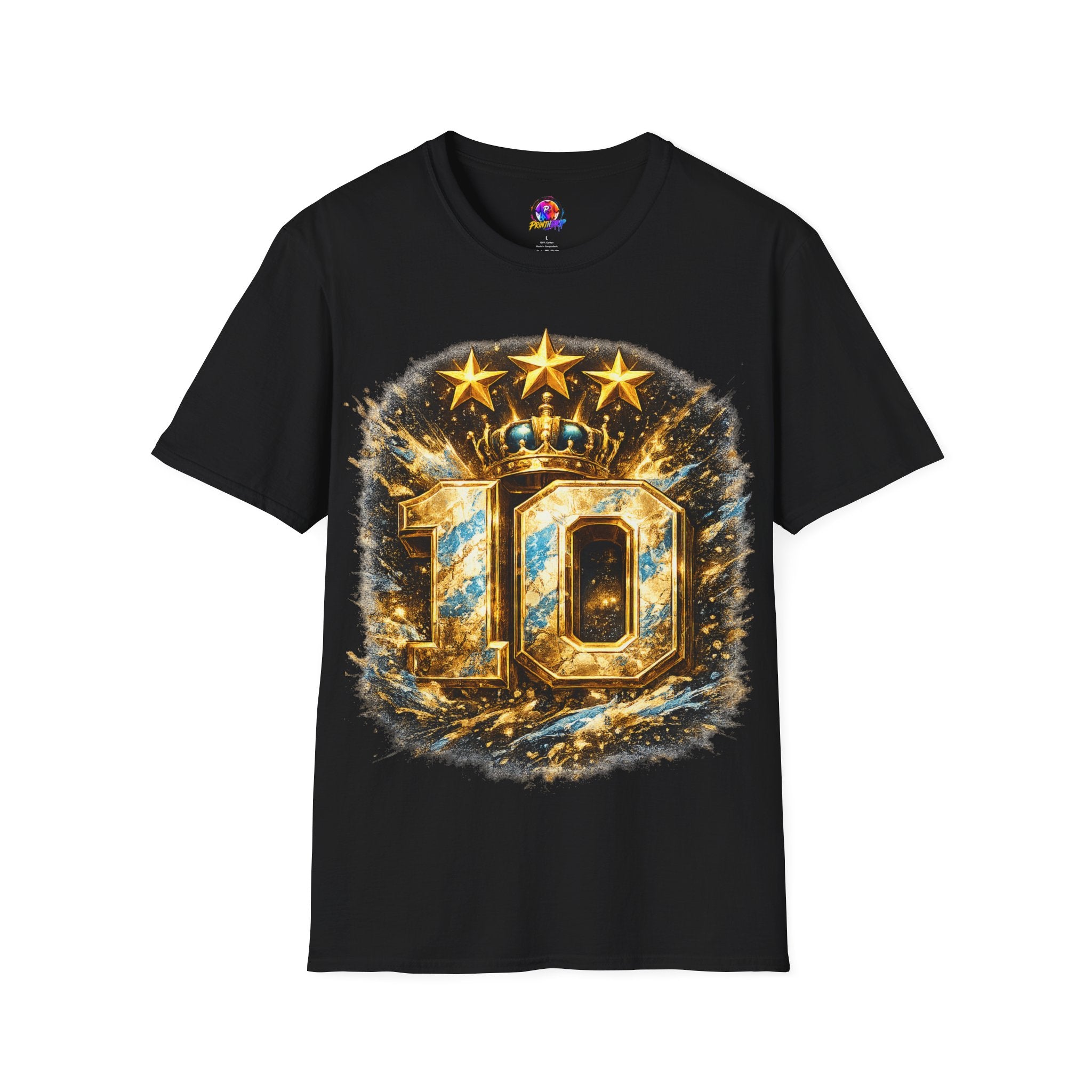 Argentina, MESSI #10 T-Shirt — Gold Crown '10' Victory Graphic Tee